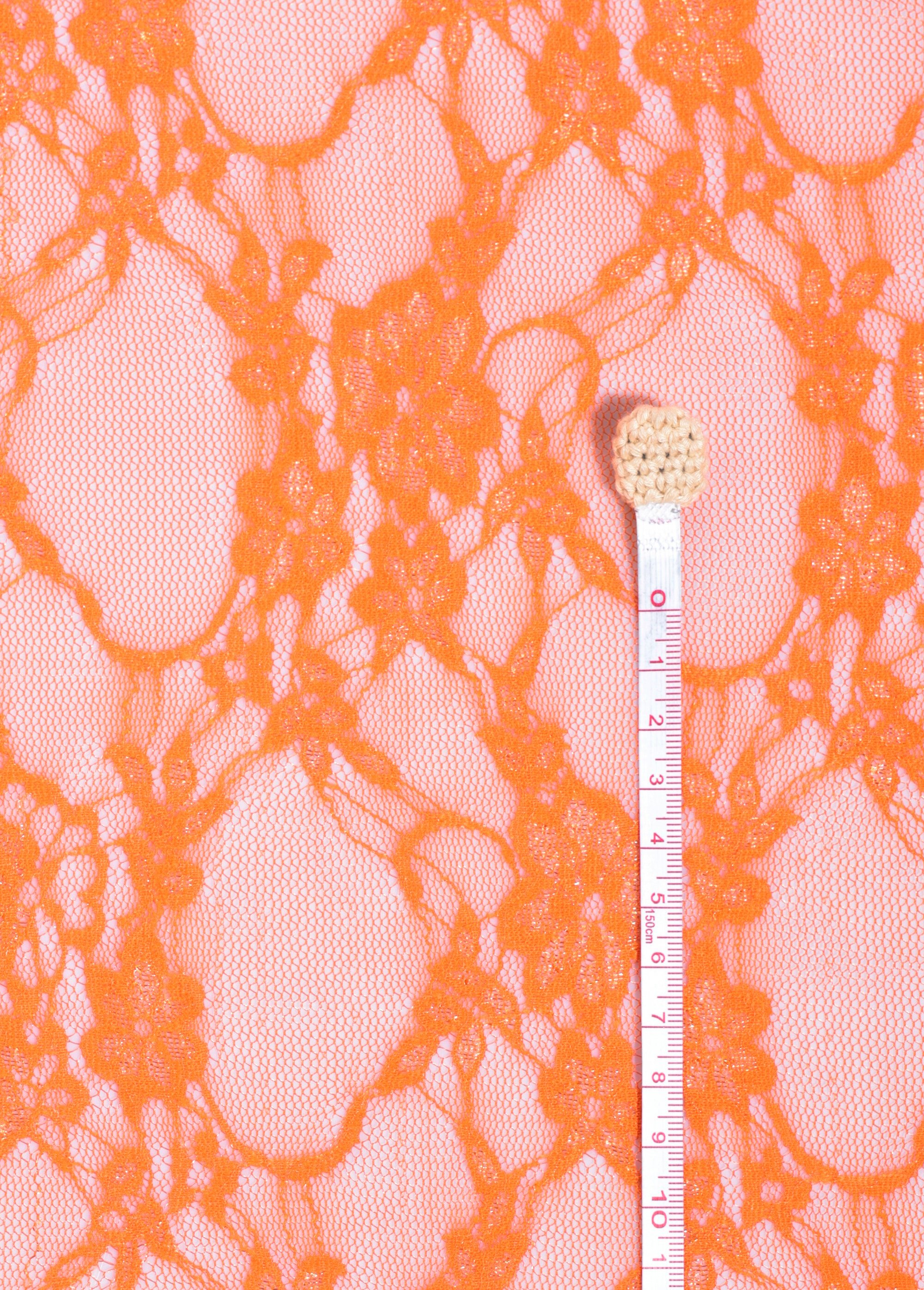 Coupon dentelle fleurie à reflets, 1O ORANGE COT143088 DE1