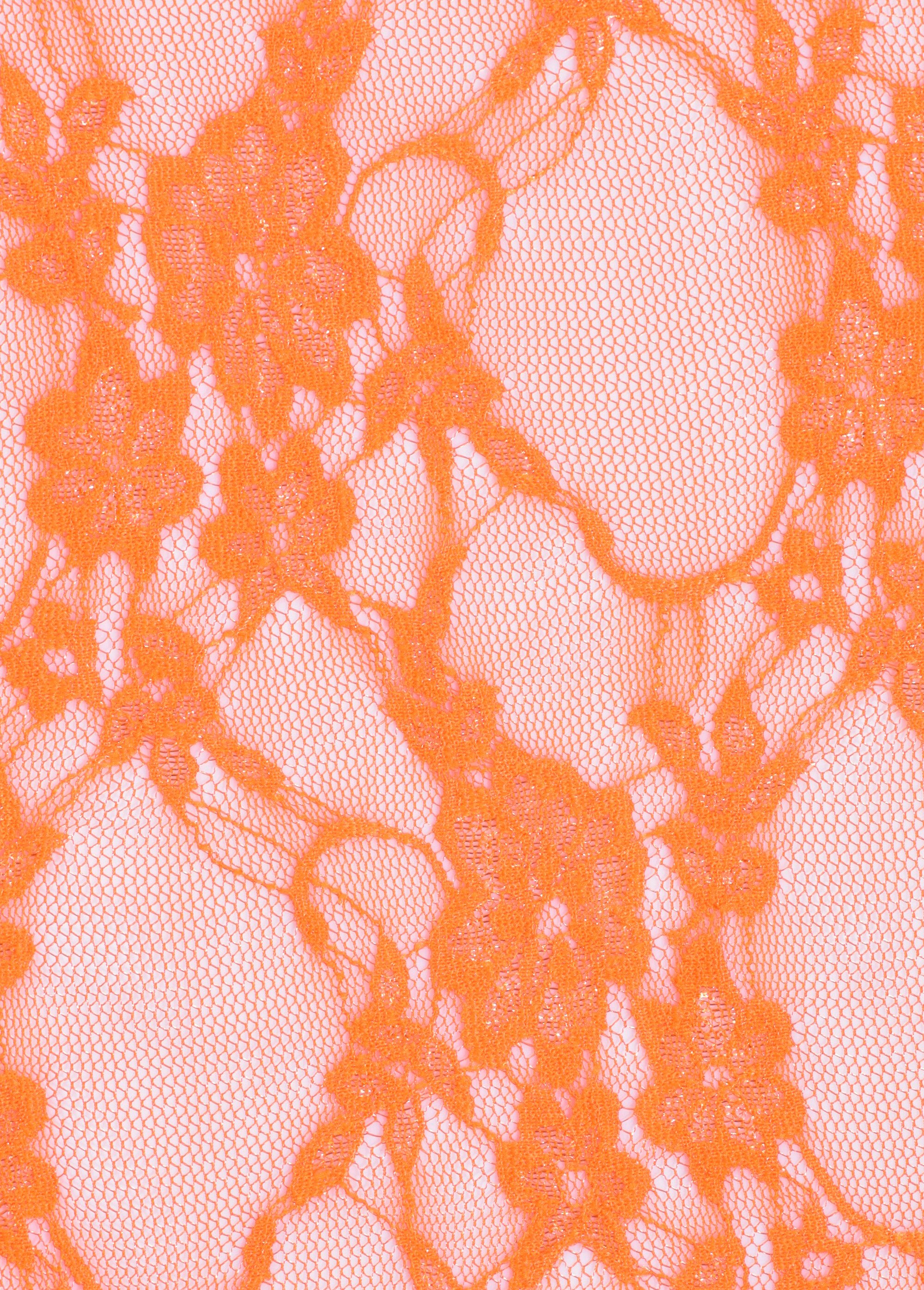 Coupon dentelle fleurie à reflets, 1O ORANGE COT143088 DE2