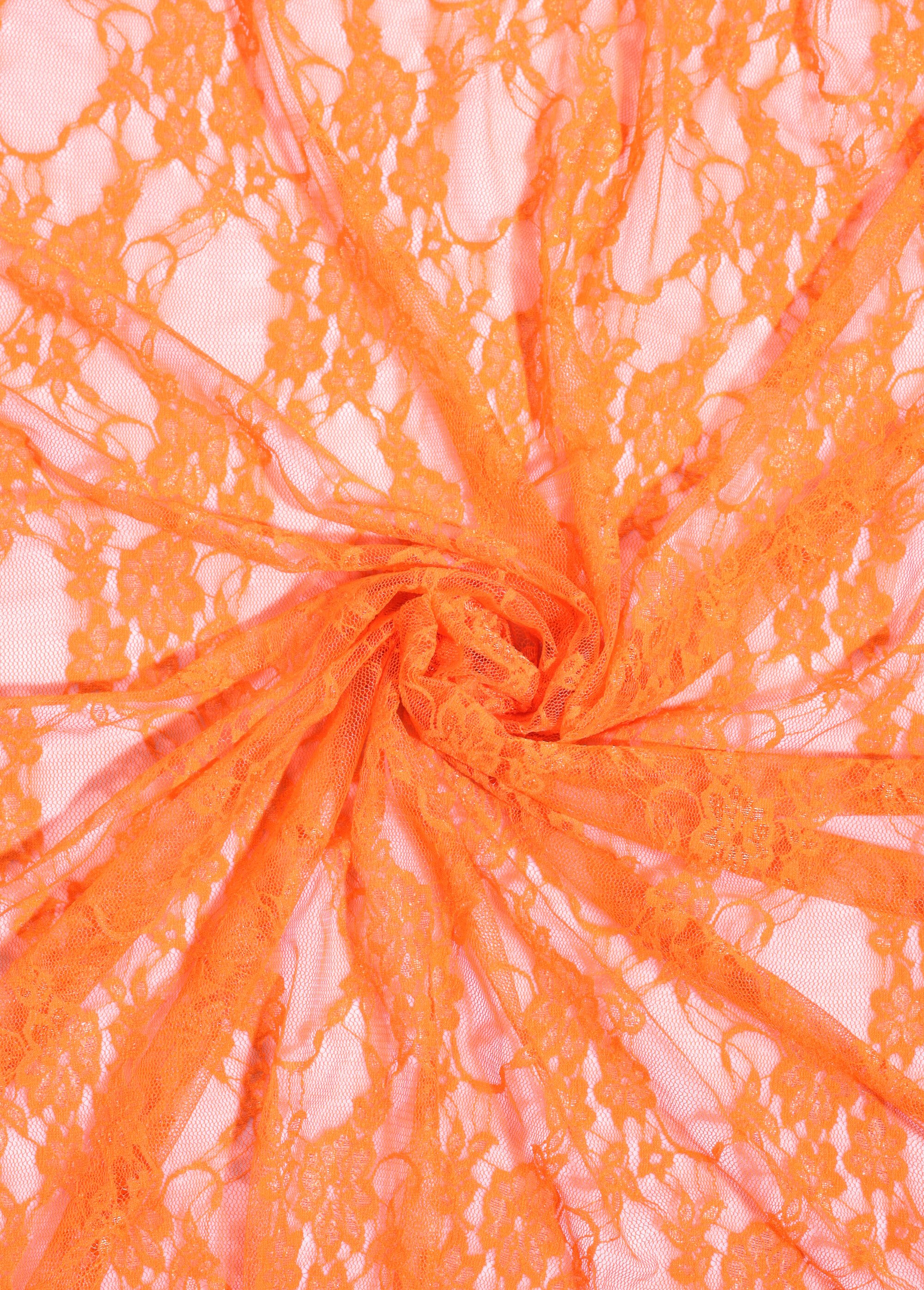 Coupon dentelle fleurie à reflets, 1O ORANGE COT143088 FA1