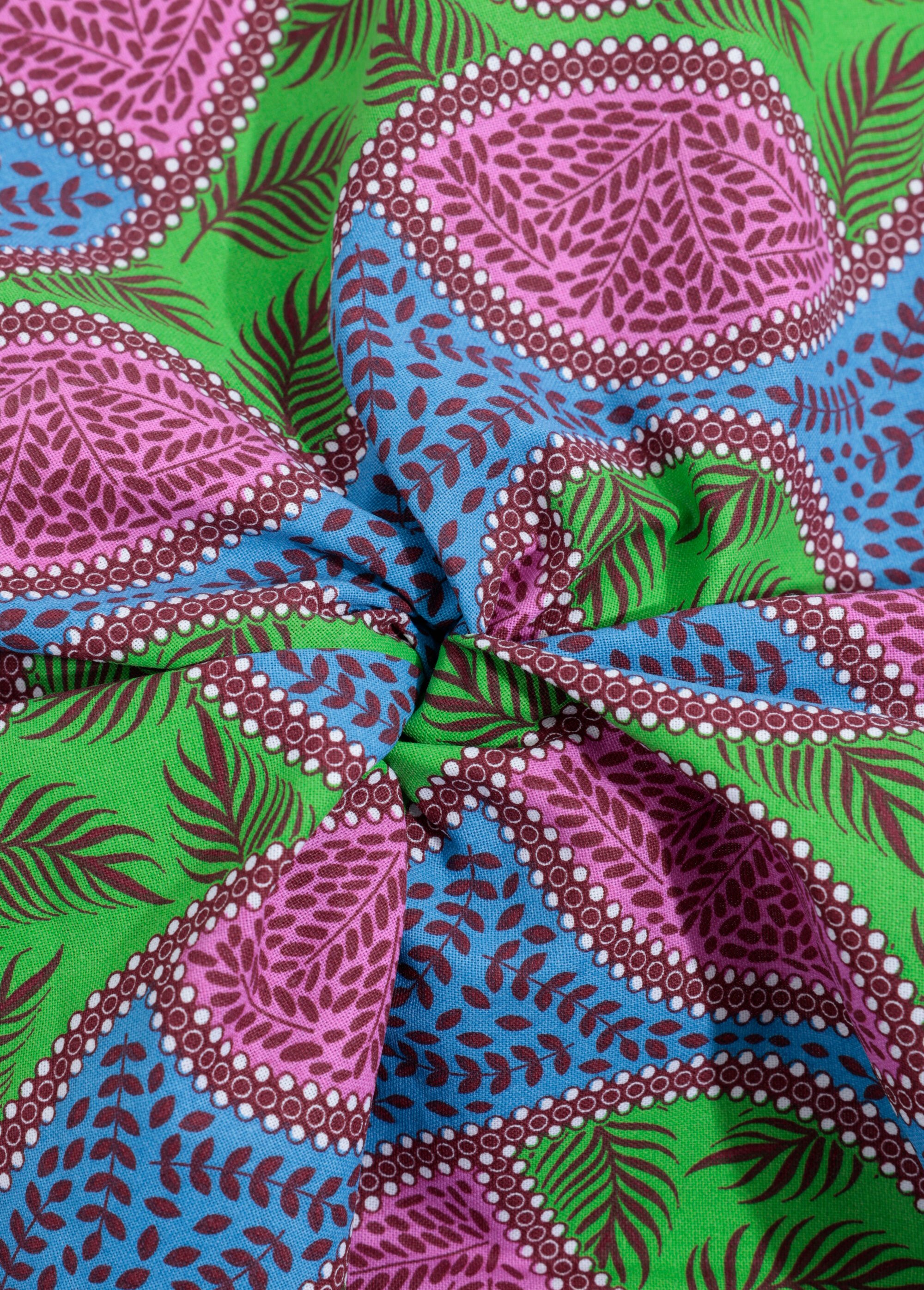 Coupon tissu coton imprimé ethnique 2F ROSE COT131831 FA1