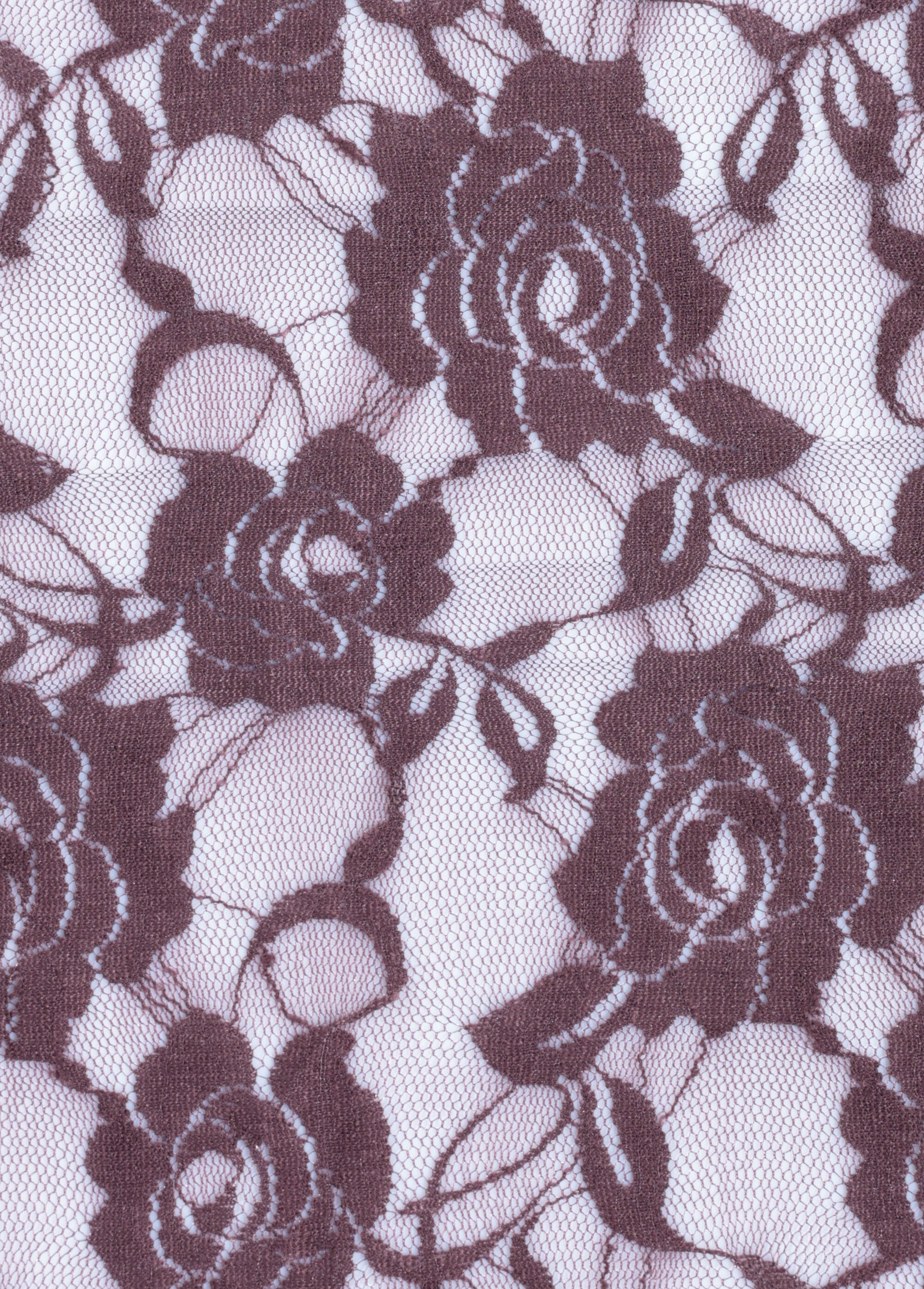 Coupon tissu habillement, dentelle fleurs RAISIN COT149162 DE2