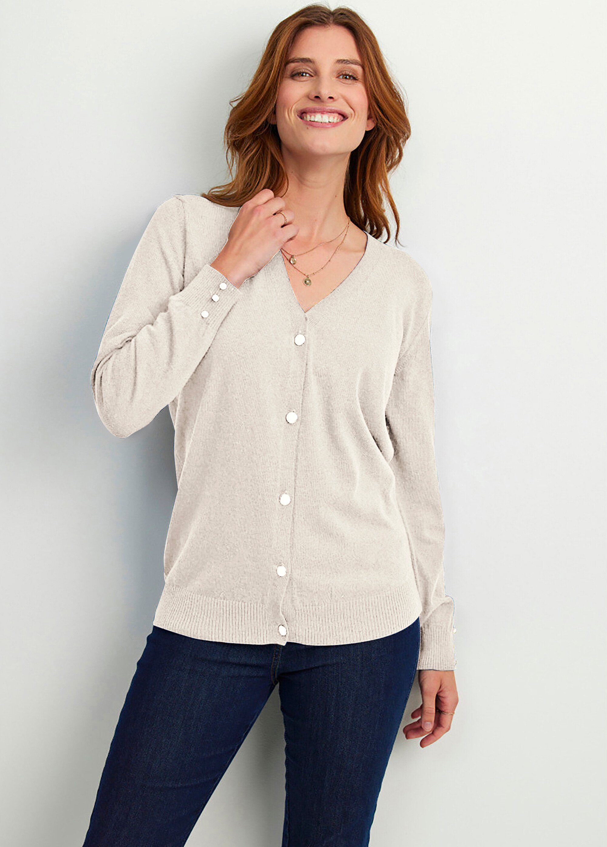Gilet col V boutons métal