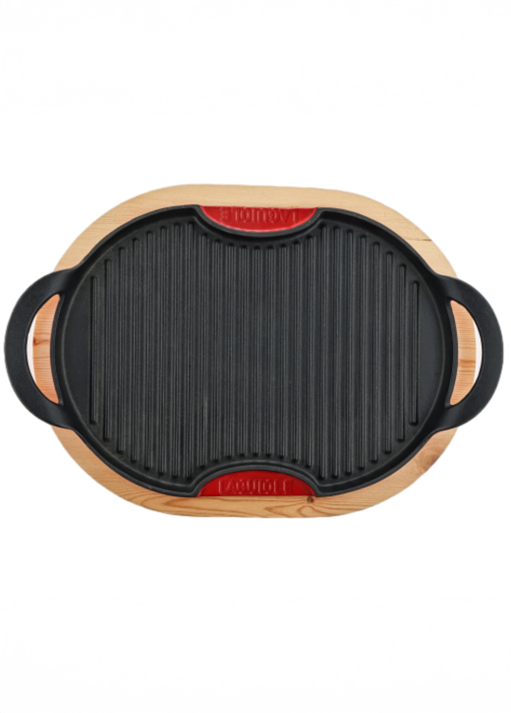 Gril ovale en fonte 36cm + support bois Noir 9190175 FA1