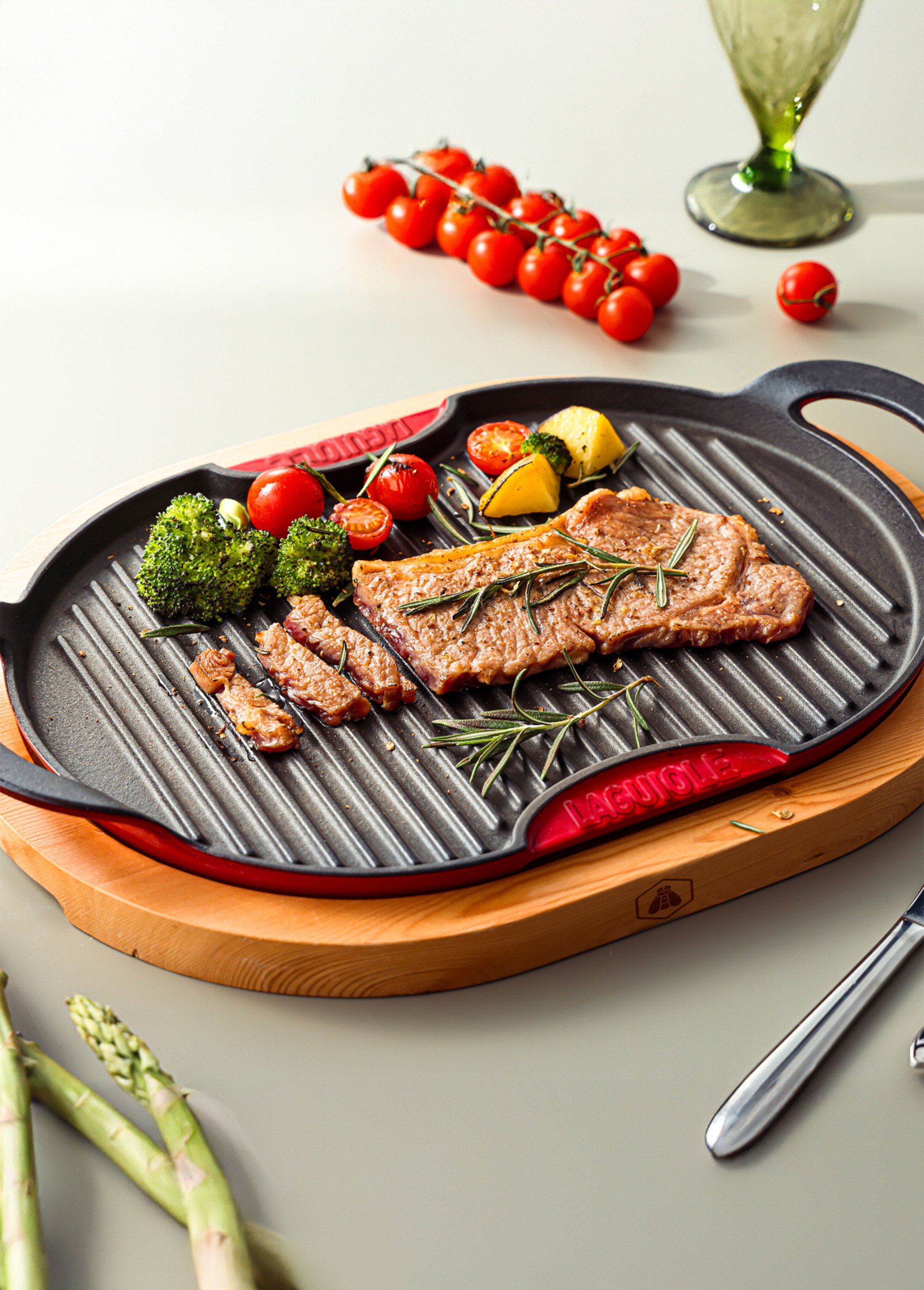 Gril ovale en fonte 36cm + support bois Noir 9190175 SF1