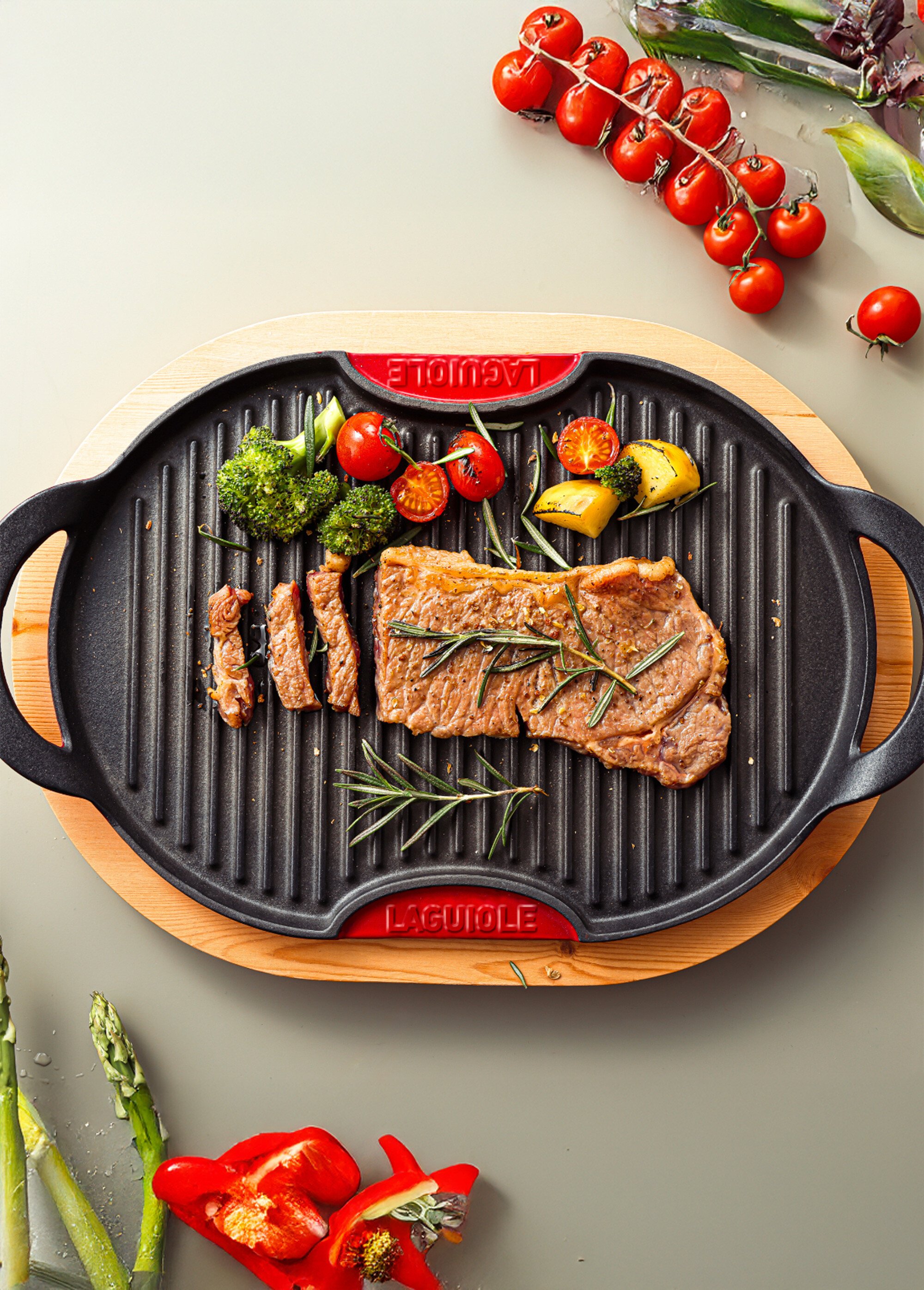 Gril ovale en fonte 36cm + support bois Noir 9190175 SF2