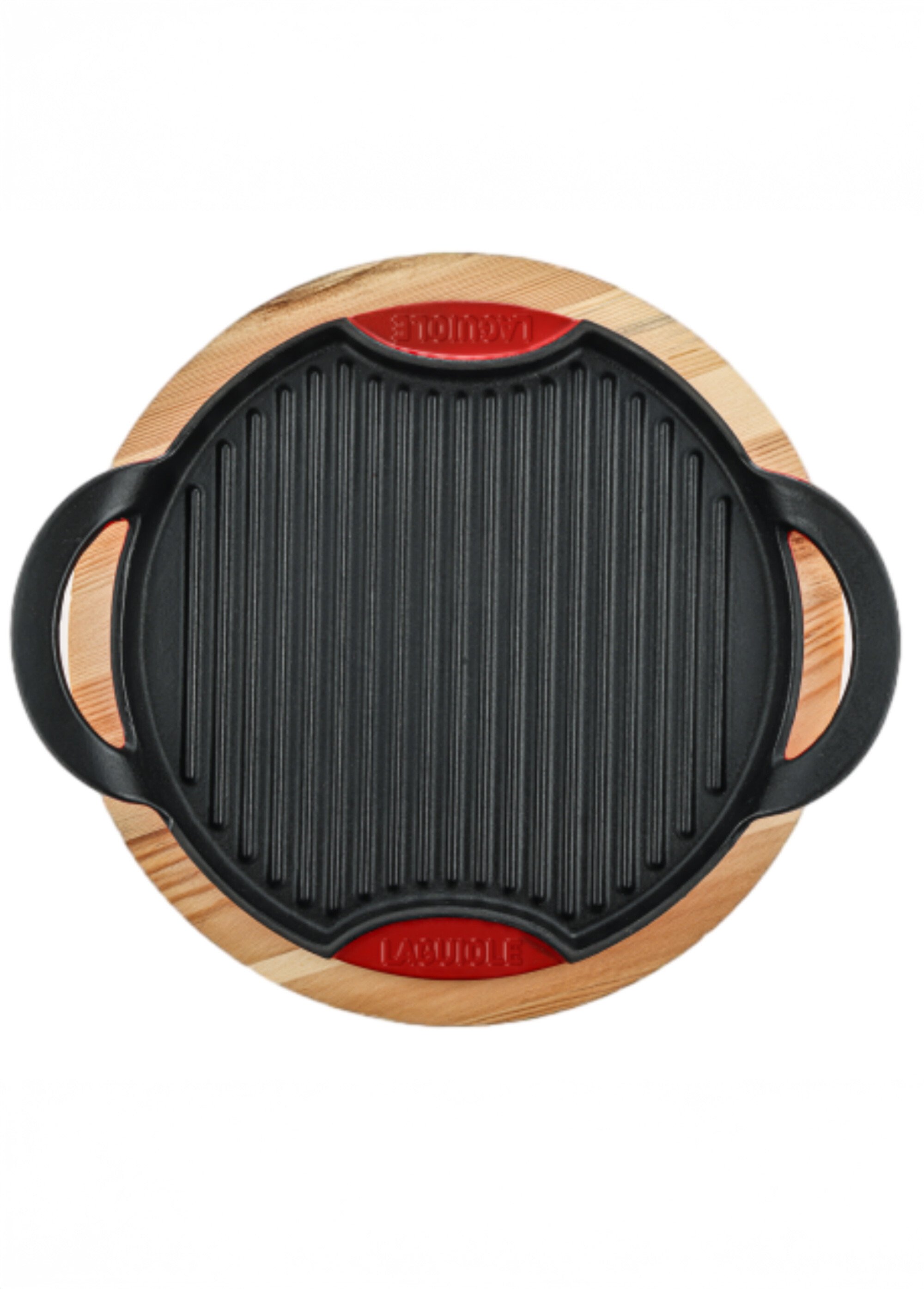Gril rond en fonte 28cm + support bois Noir 9190180 FA1