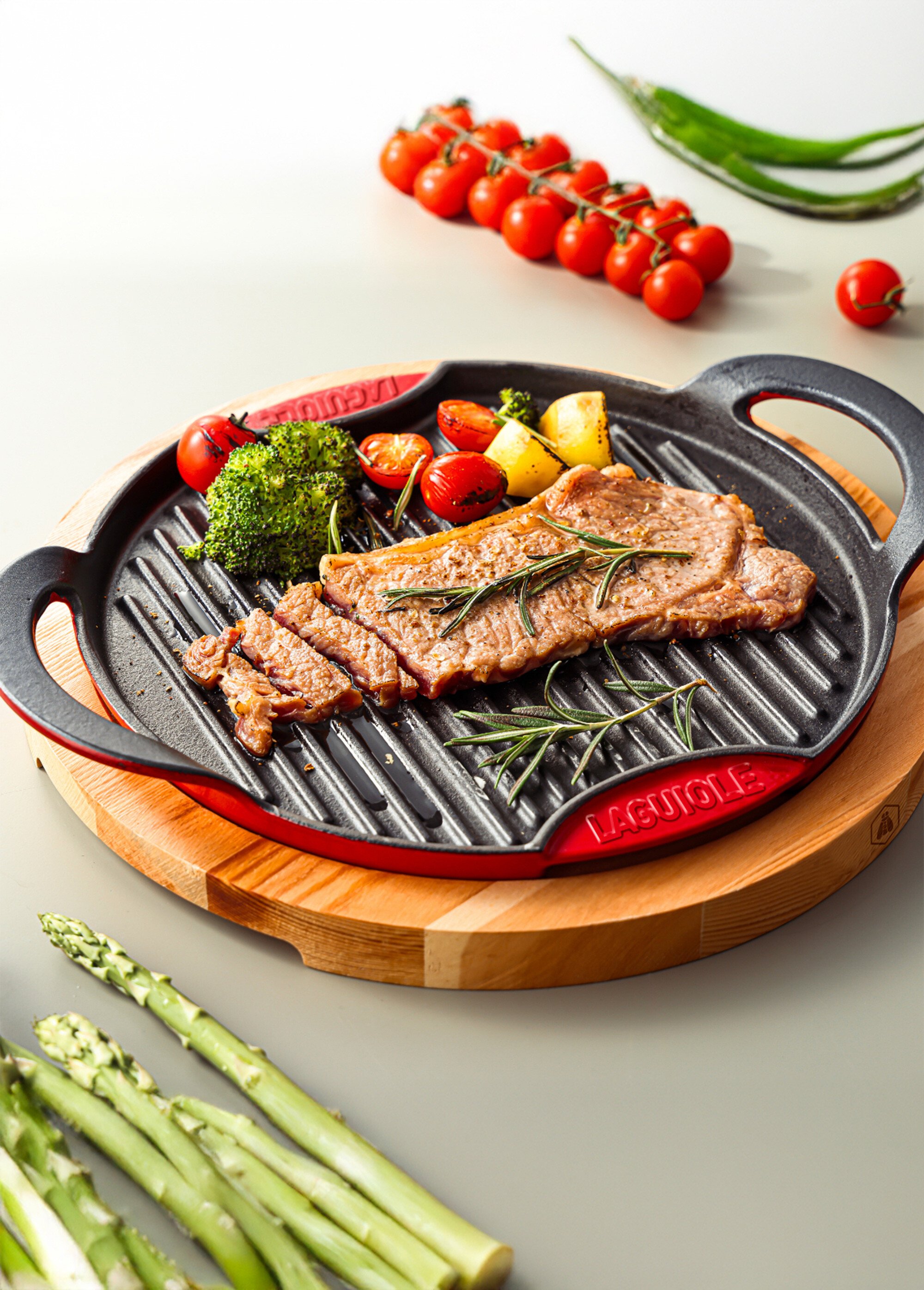 Gril rond en fonte 28cm + support bois Noir 9190180 SF1