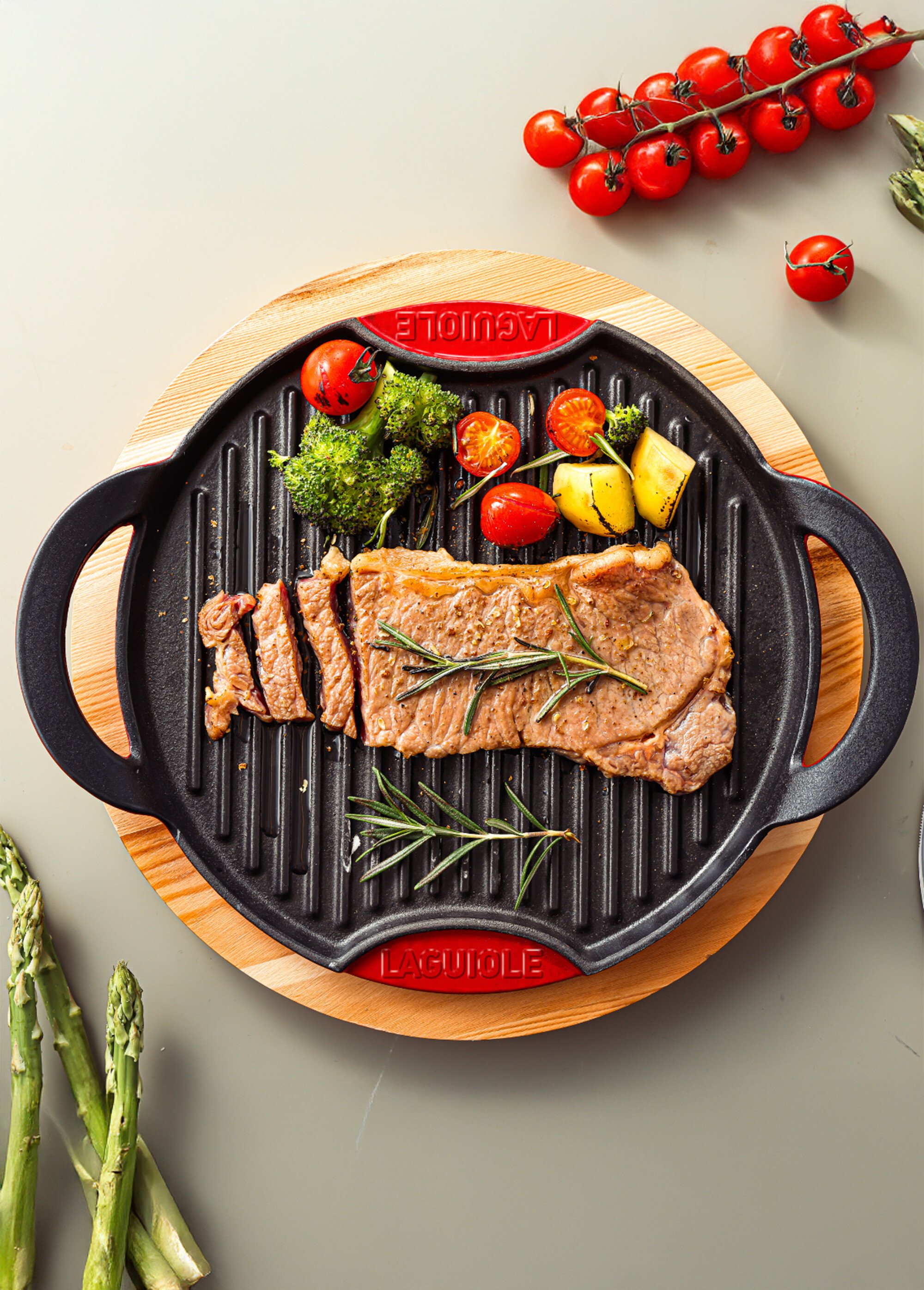 Gril rond en fonte 28cm + support bois Noir 9190180 SF2