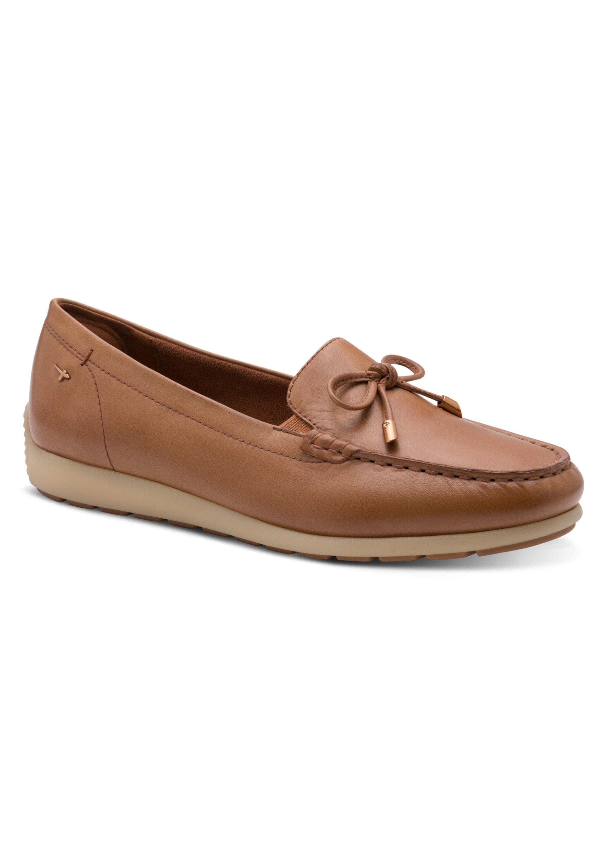 Mocassins confort cuir semelle compensée Femme COGNAC TAM88460044 FA1