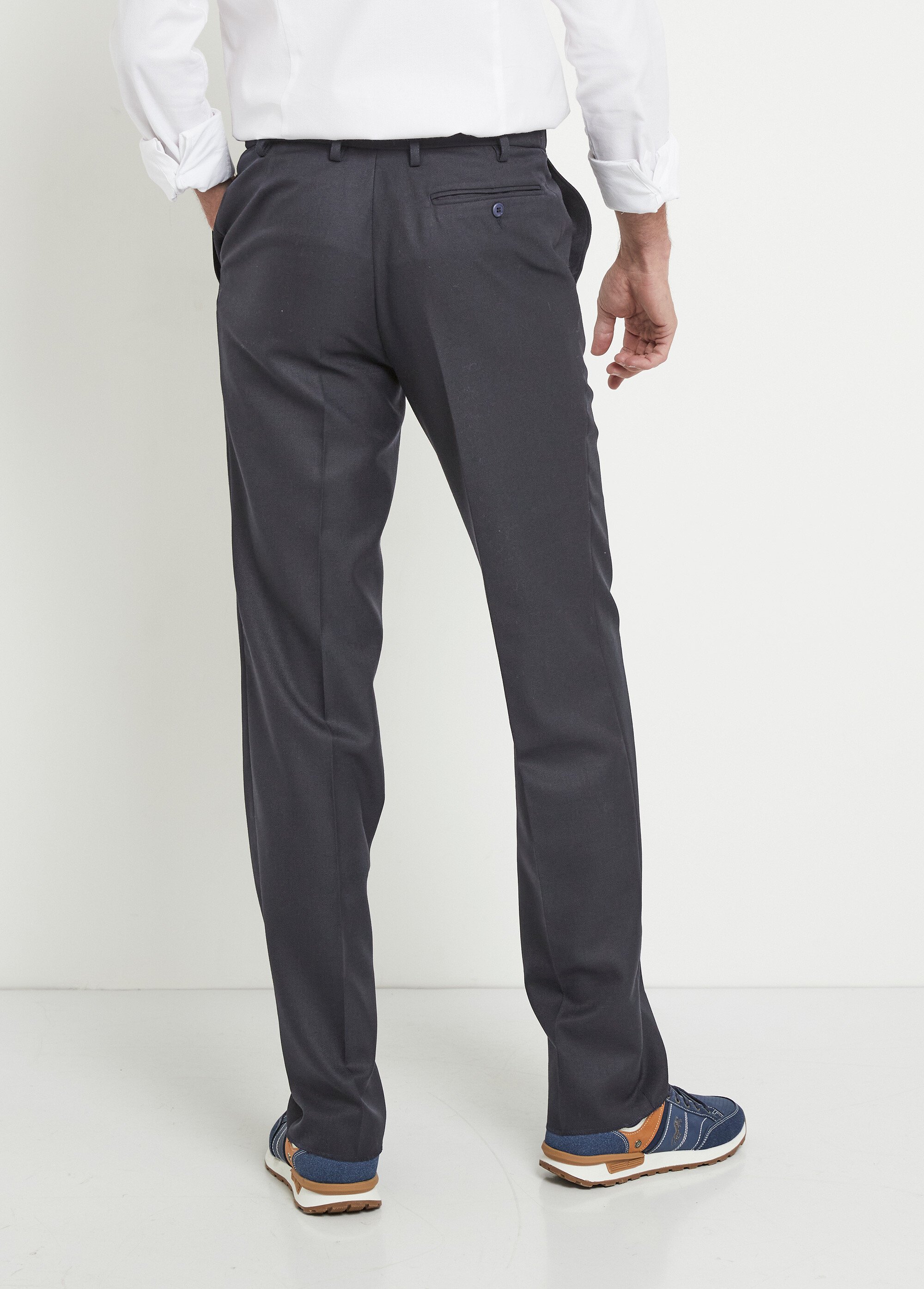 Pantalon ceinture ajustable invisible tissu sergé laine Homme Bleu FACILITER DO1