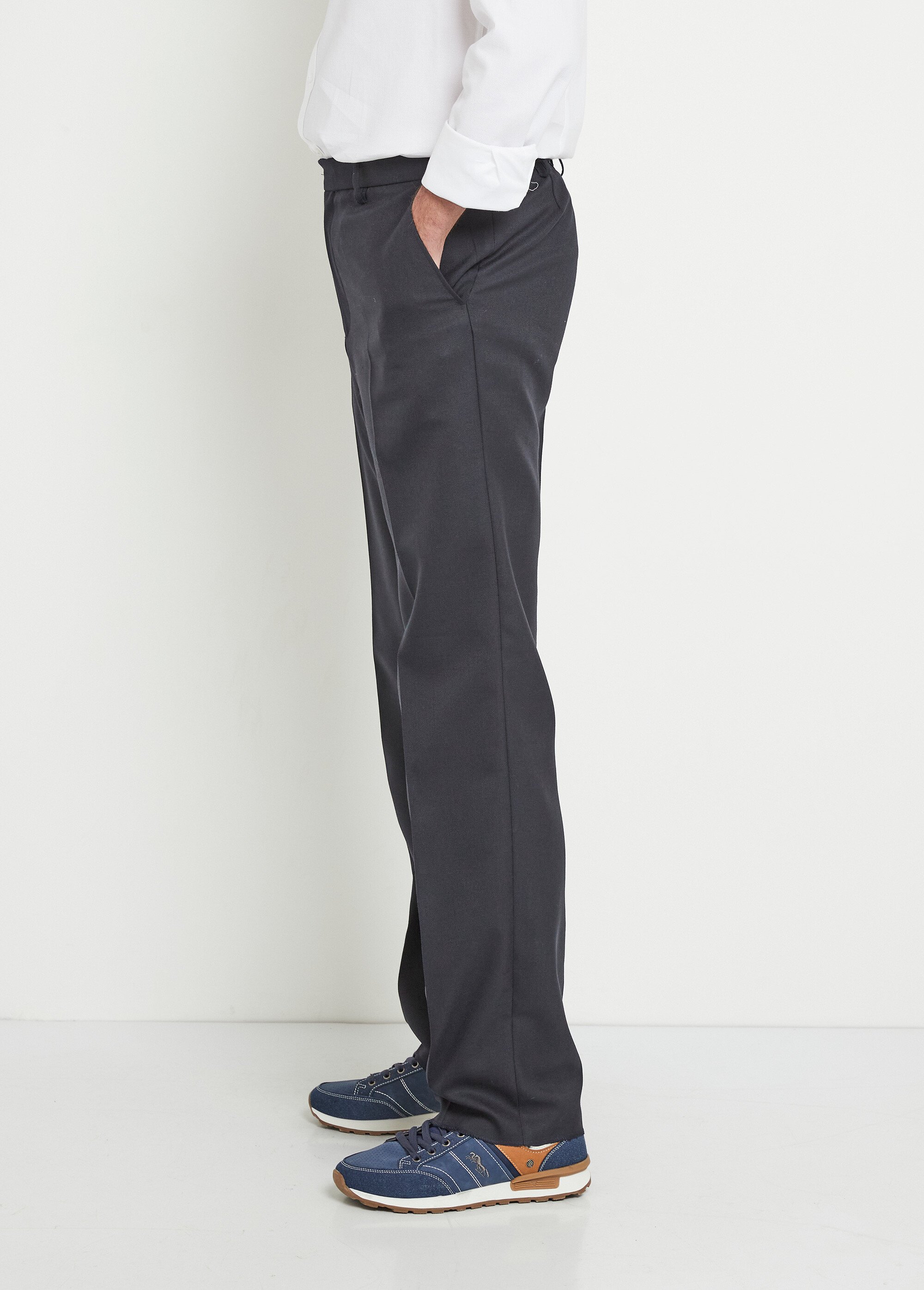 Pantalon ceinture ajustable invisible tissu sergé laine Homme Bleu FACILITER GA1