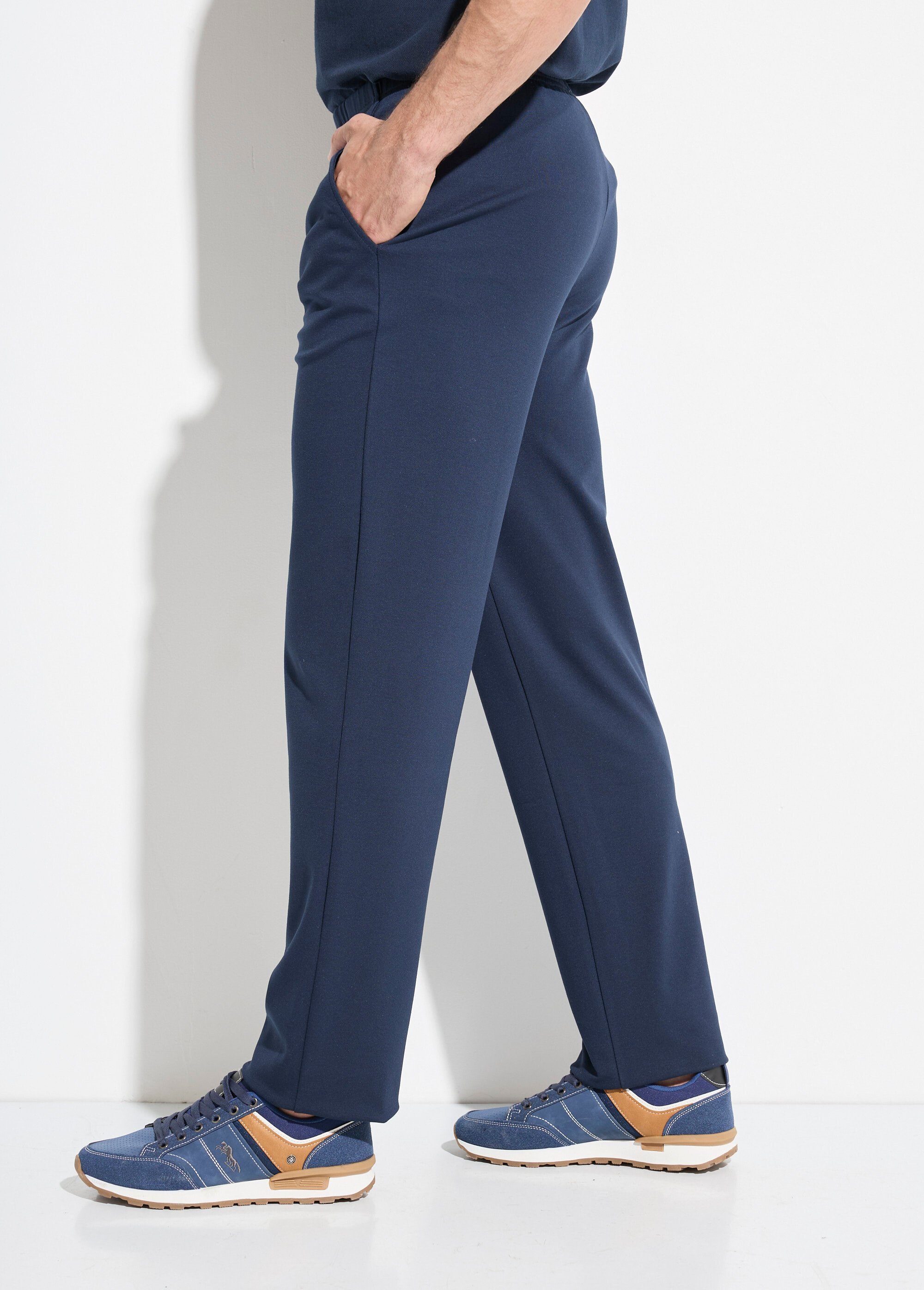 Pantalon droit ceinture élastiquée tissu extensile Homme Bleu FAREL DR1