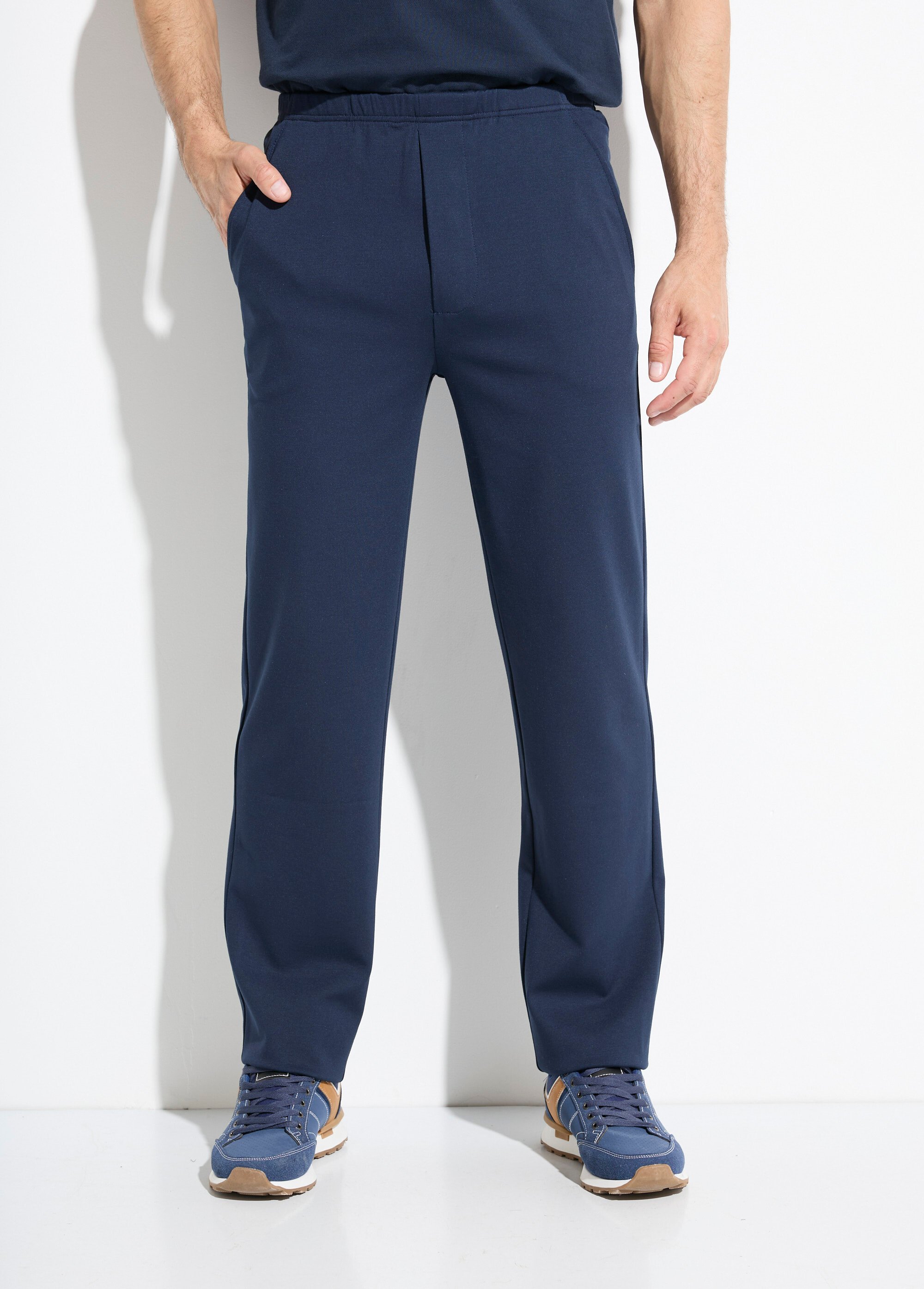 Pantalon droit ceinture élastiquée tissu extensile Homme Bleu FAREL FA1