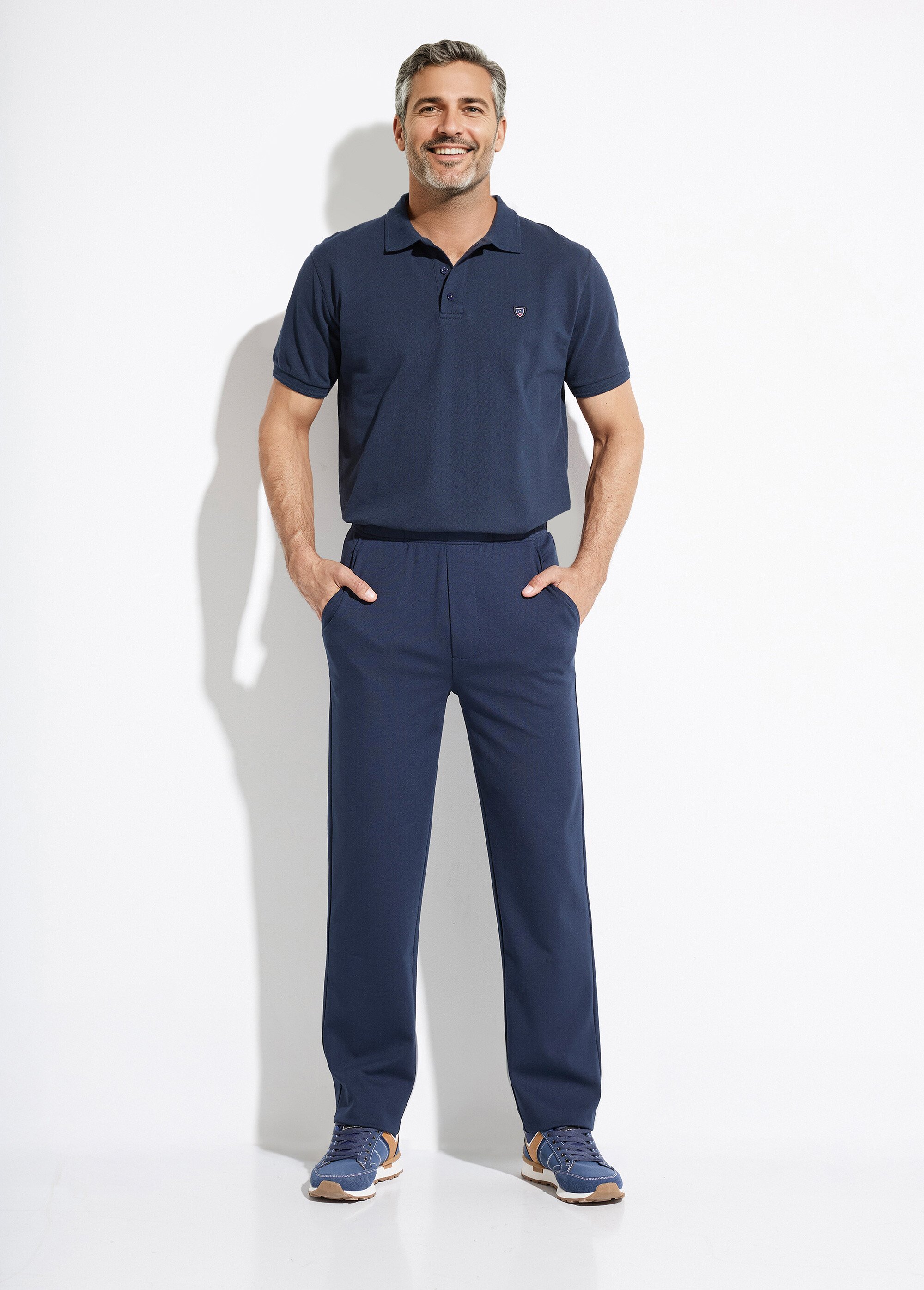 Pantalon droit ceinture élastiquée tissu extensile Homme Bleu FAREL SF1
