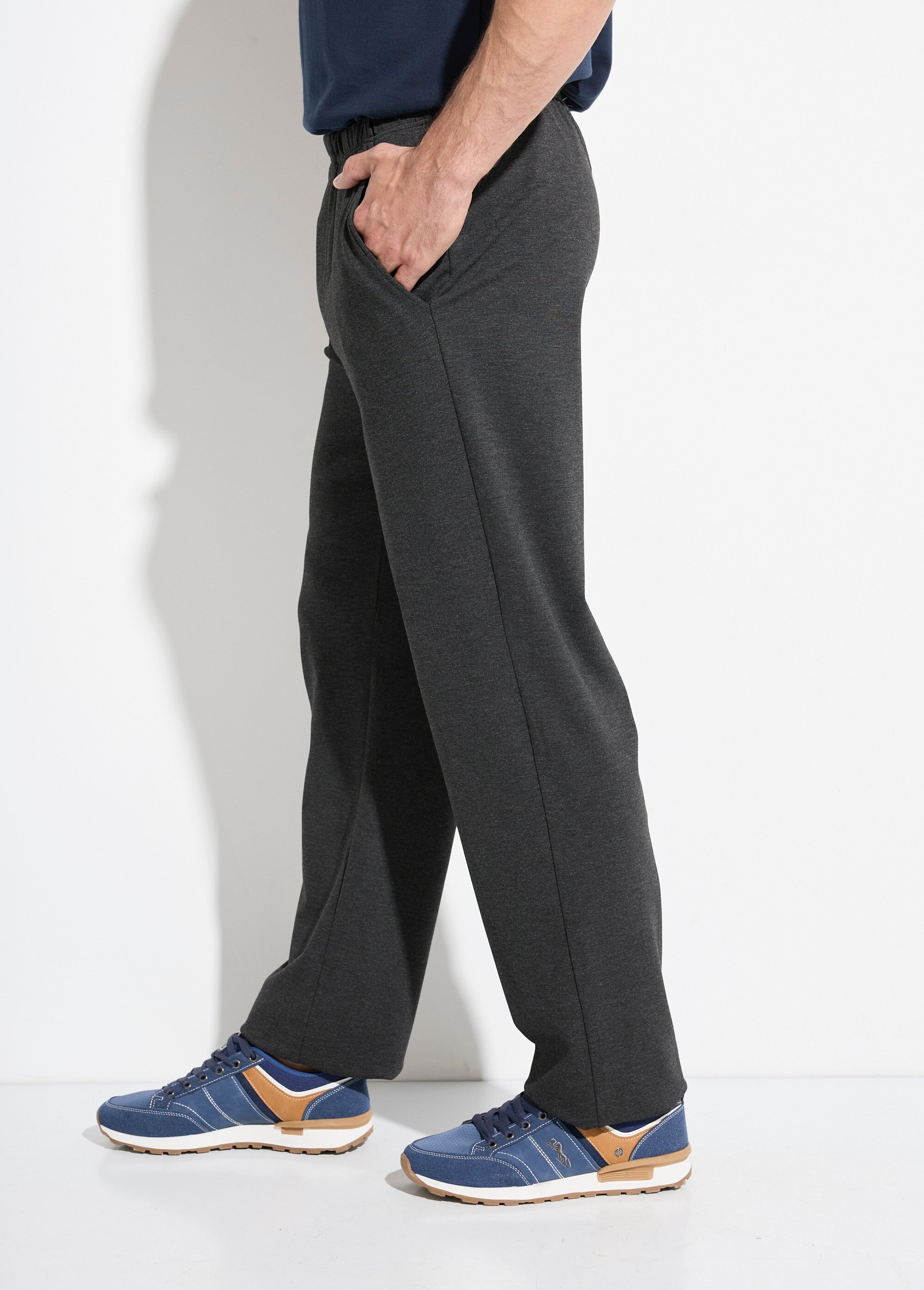 Pantalon droit ceinture élastiquée tissu extensile Homme Gris FAREL DR1