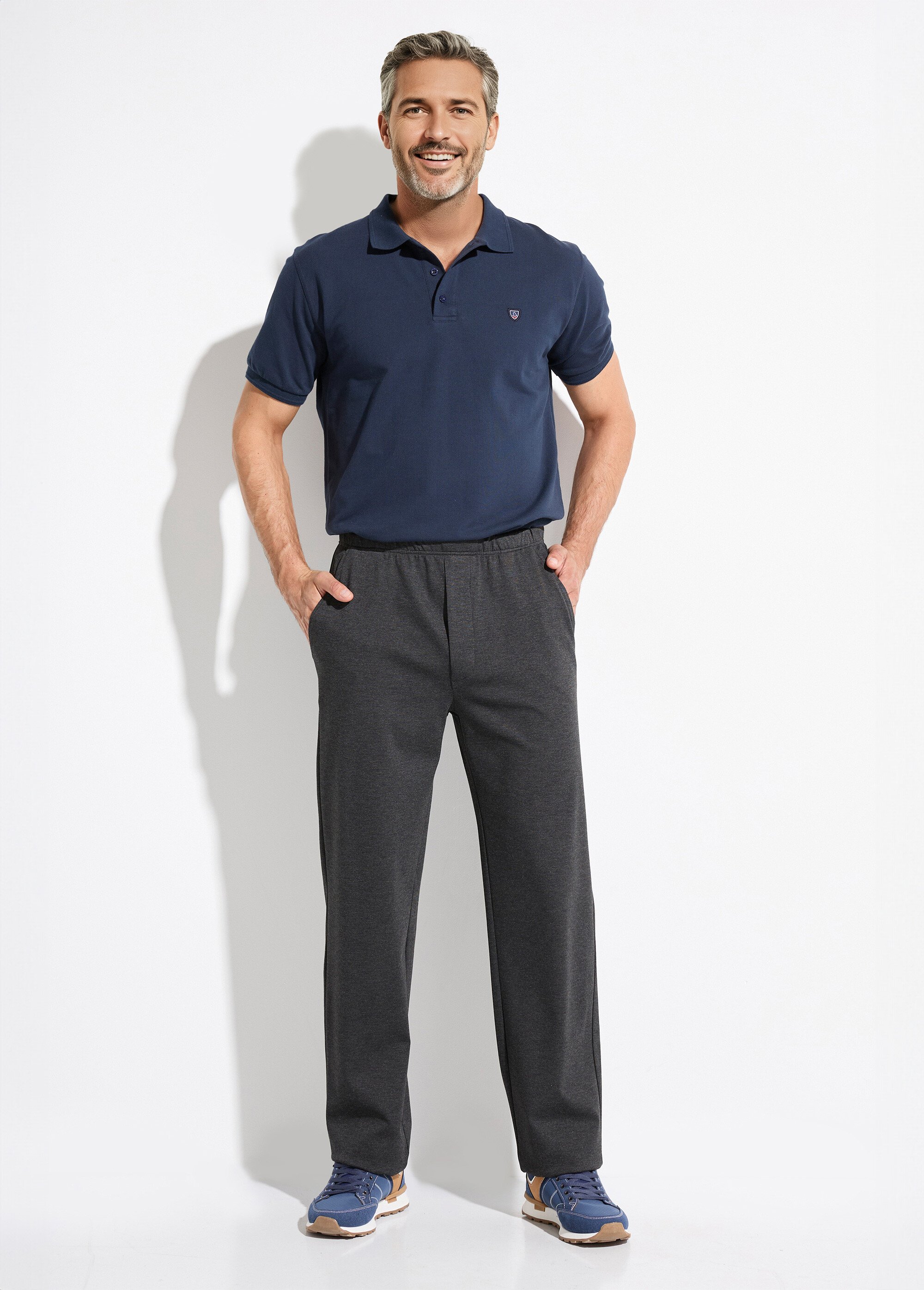 Pantalon droit ceinture élastiquée tissu extensile Homme Gris FAREL SF1