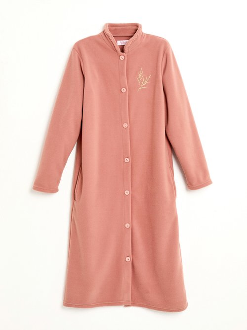 Peignoir polaire boutonné col montant longueur 115 cm Femme Orange SELMANI AP1