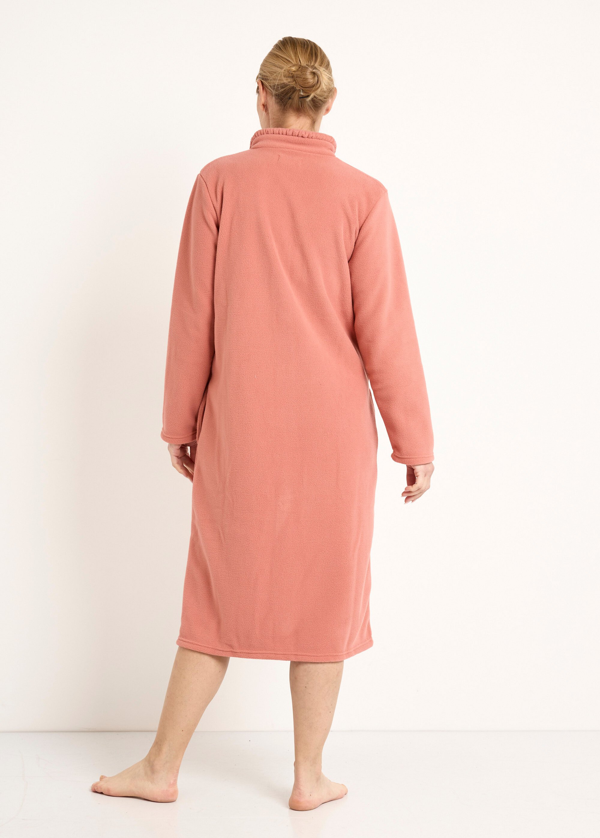 Peignoir polaire boutonné col montant longueur 115 cm Femme Orange SELMANI DO1