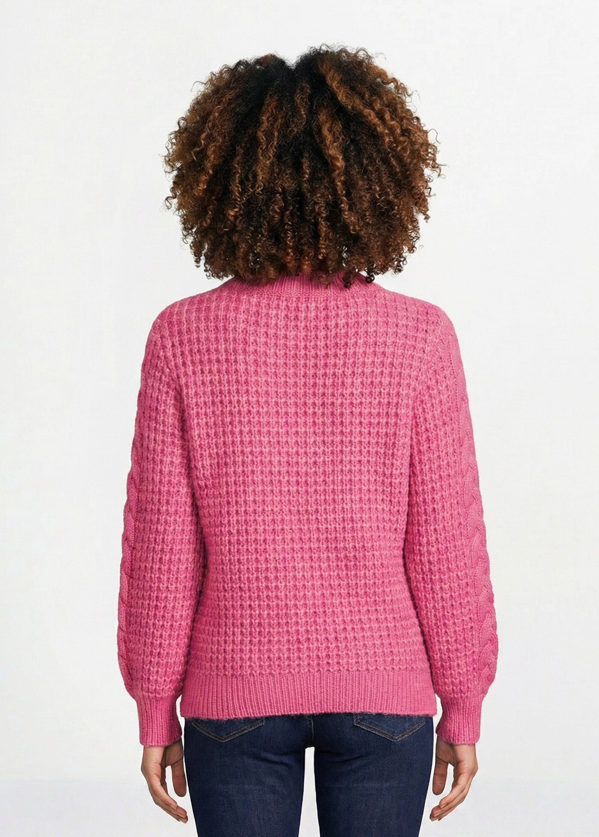 Pull chaud col rond maille moelleuse fantaisie