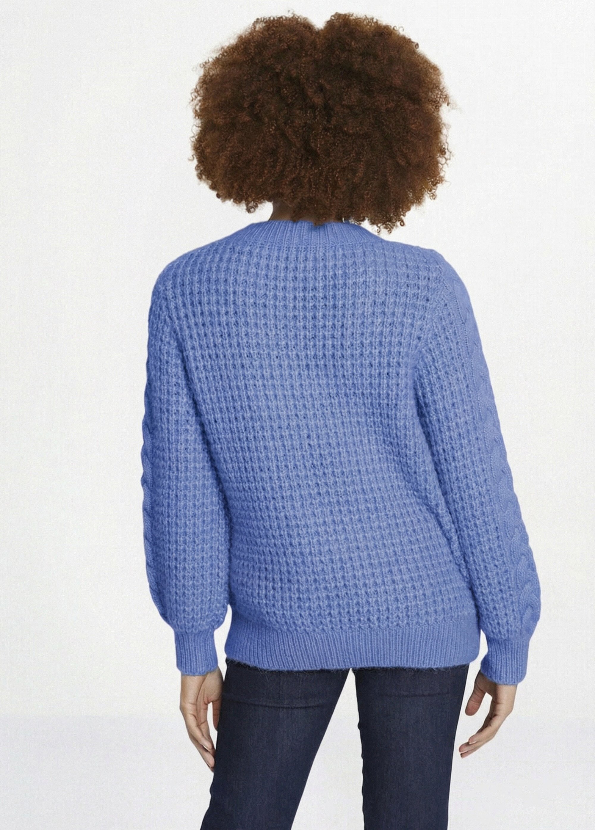 Pull chaud col rond maille moelleuse fantaisie Femme Bleu PAUDY DO1