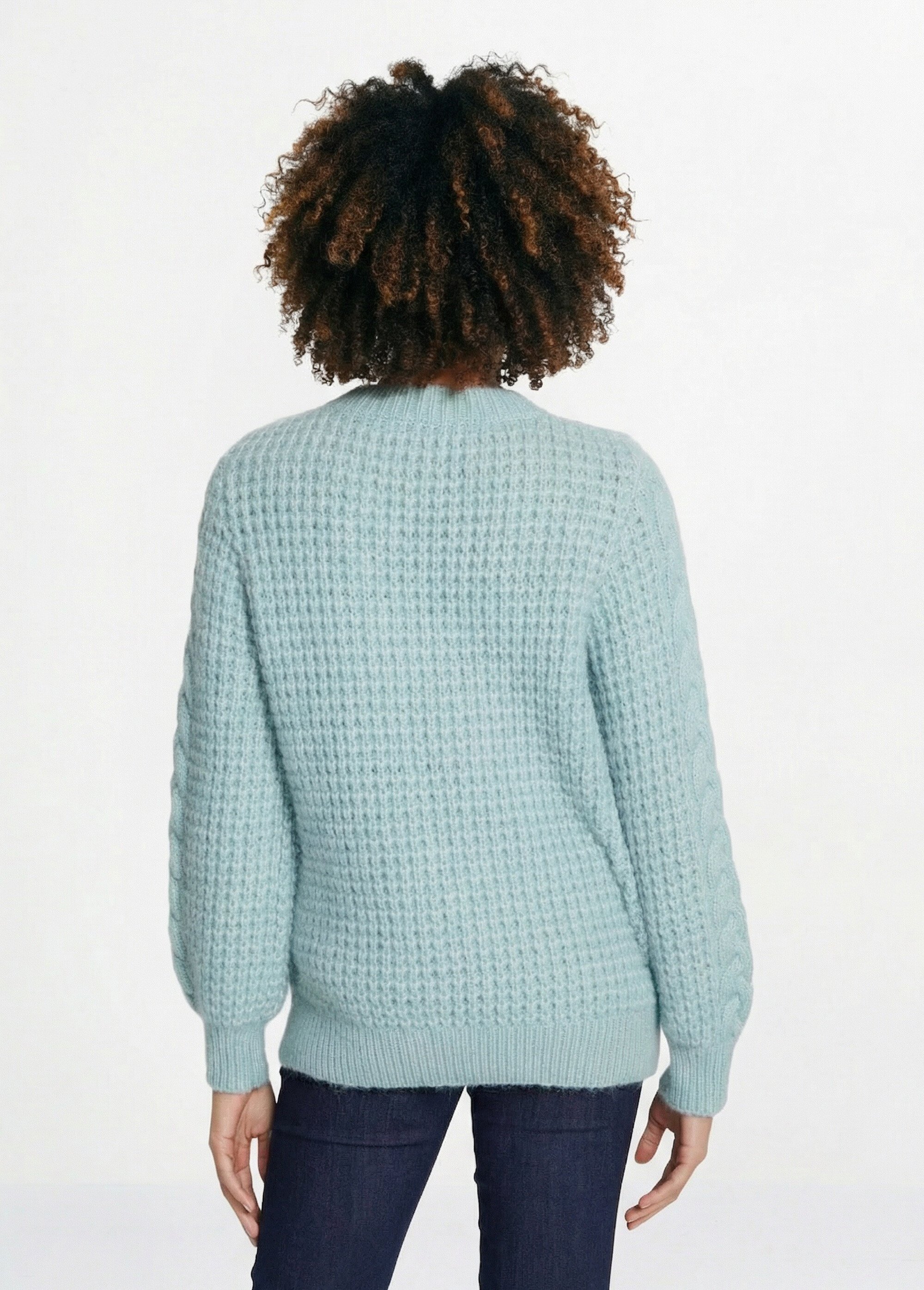 Pull chaud col rond maille moelleuse fantaisie
