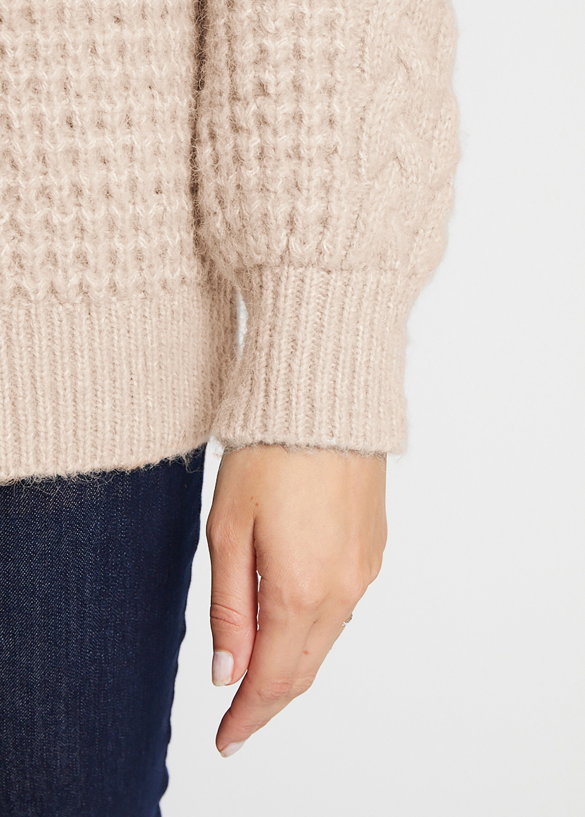 Pull chaud col rond maille moelleuse fantaisie