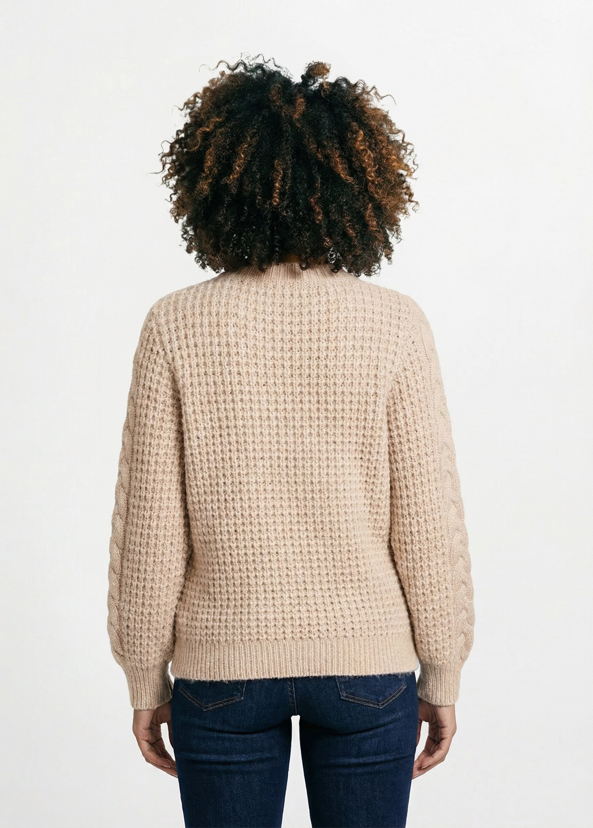 Pull chaud col rond maille moelleuse fantaisie