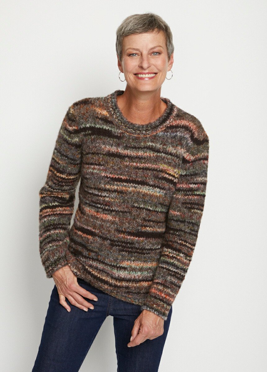 Pull col rond maille effet mouliné
