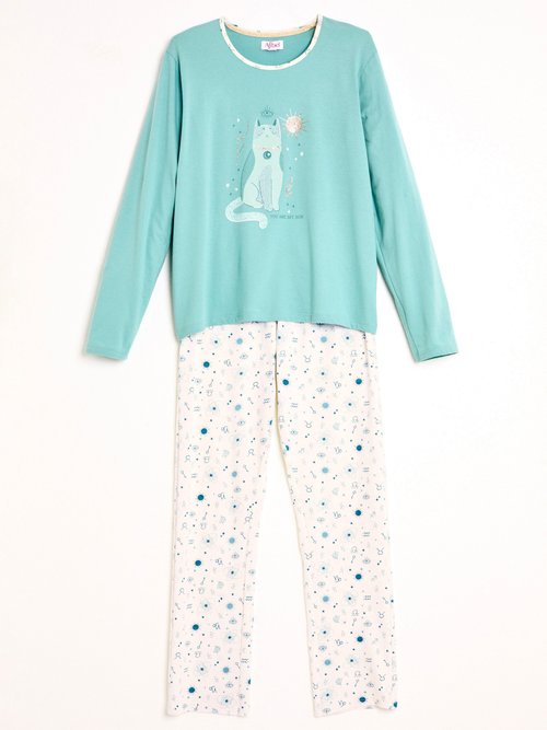 Pyjama pantalon manches longues coton Femme Vert SIAVONE AP1
