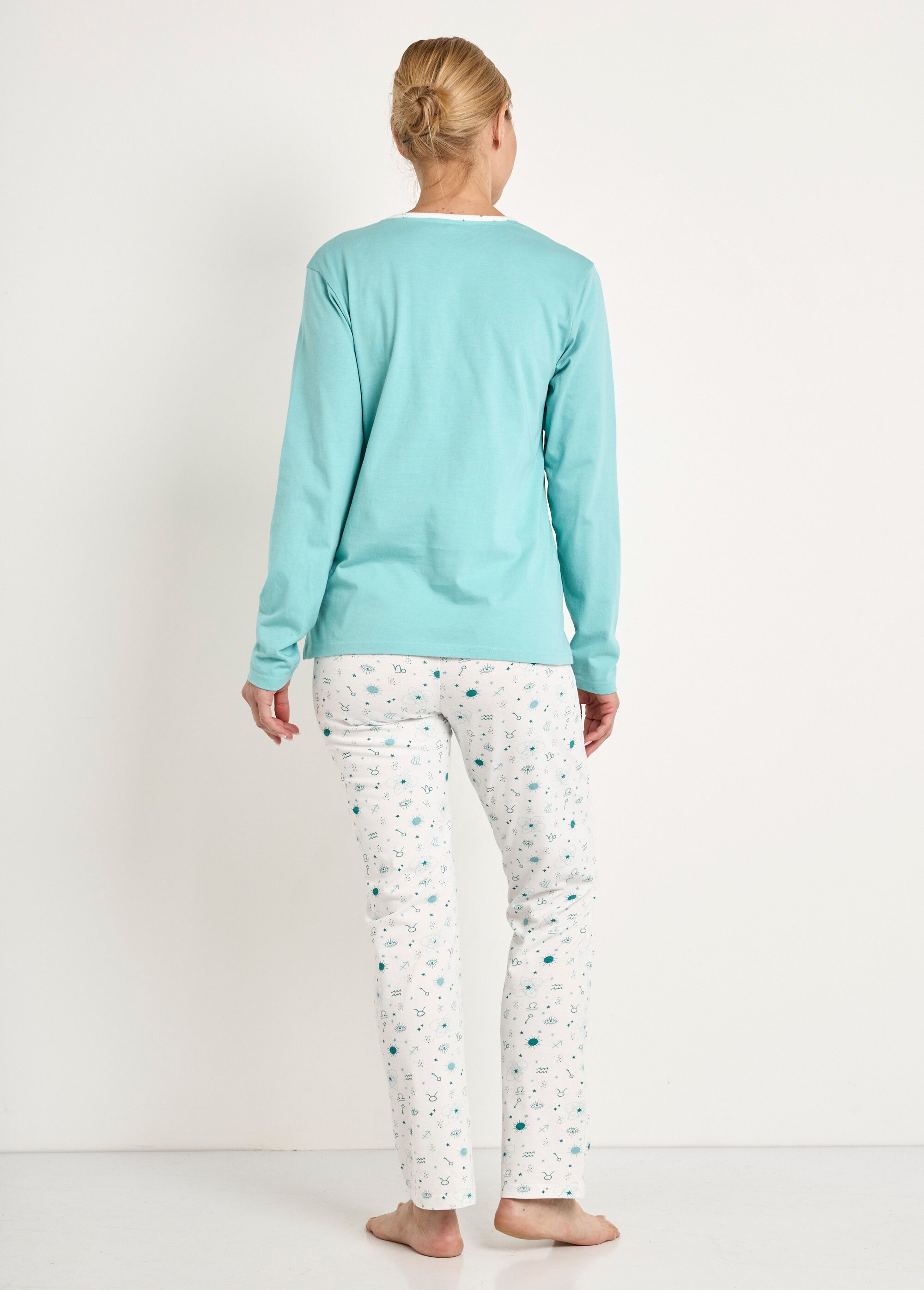 Pyjama pantalon manches longues coton