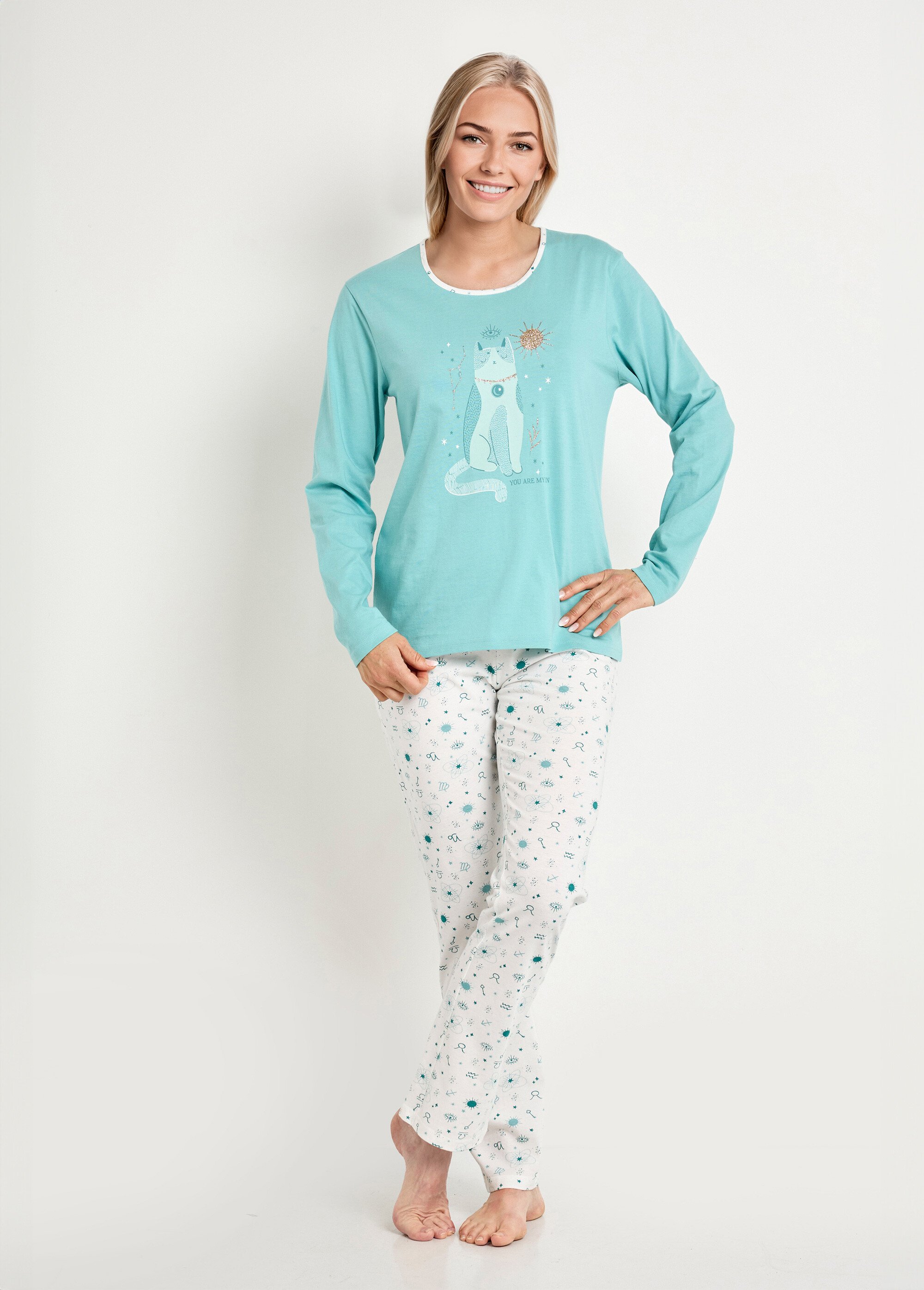 Pyjama pantalon manches longues coton Femme Vert SIAVONE FA1