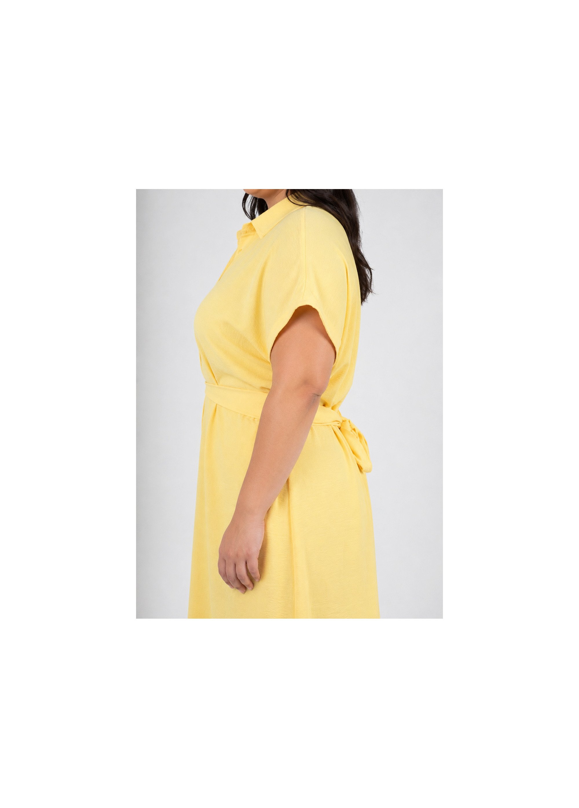 Robe chemisier avec ceinture fantaisie Femme Grande Taille Jaune MA-M1589-123 DE1
