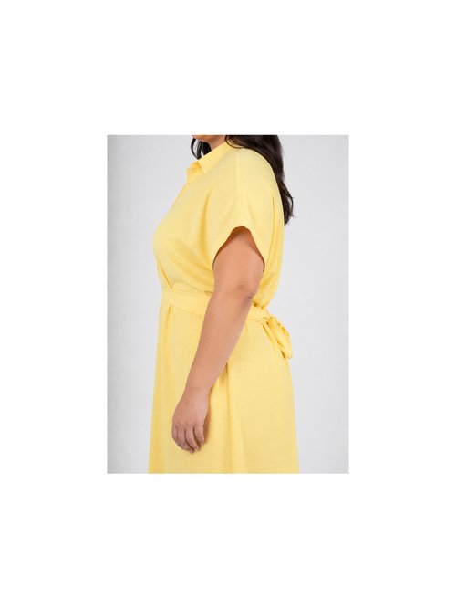 Robe chemisier avec ceinture fantaisie Femme Grande Taille Jaune MA-M1589-123 DE1