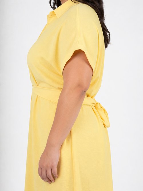 Robe chemisier avec ceinture fantaisie Femme Grande Taille Jaune MA-M1589-123 DE1