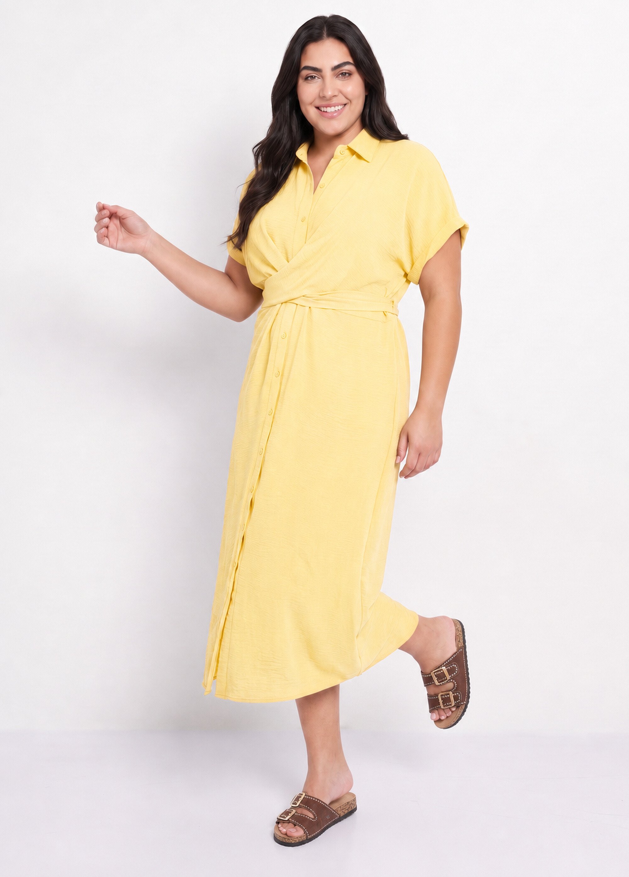 Robe chemisier avec ceinture fantaisie