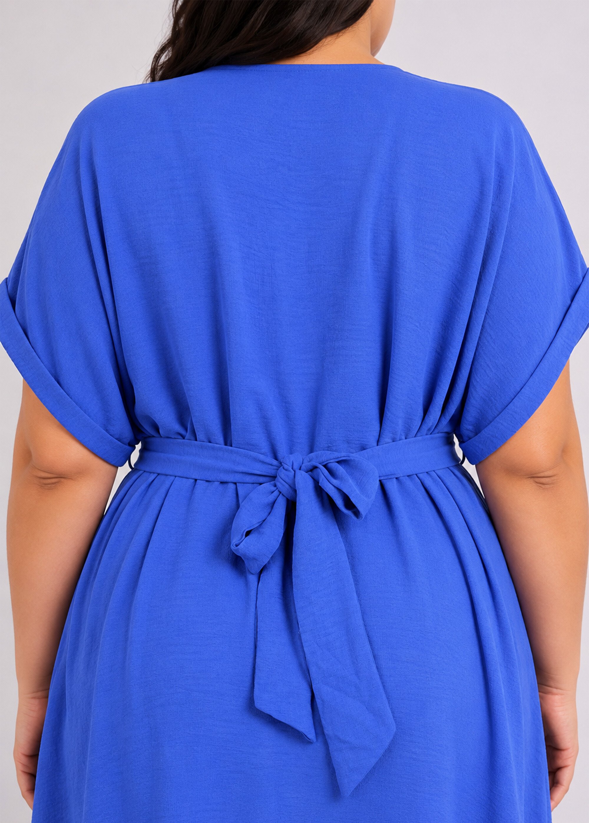 Robe chemisier avec ceinture fantaisie Femme Grande Taille Bleu MA-M1589-123 DO1