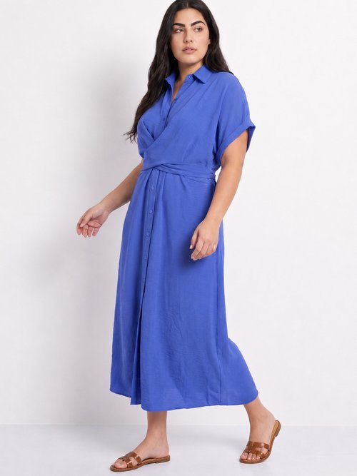 Robe chemisier avec ceinture fantaisie Femme Grande Taille Bleu MA-M1589-123 MV1