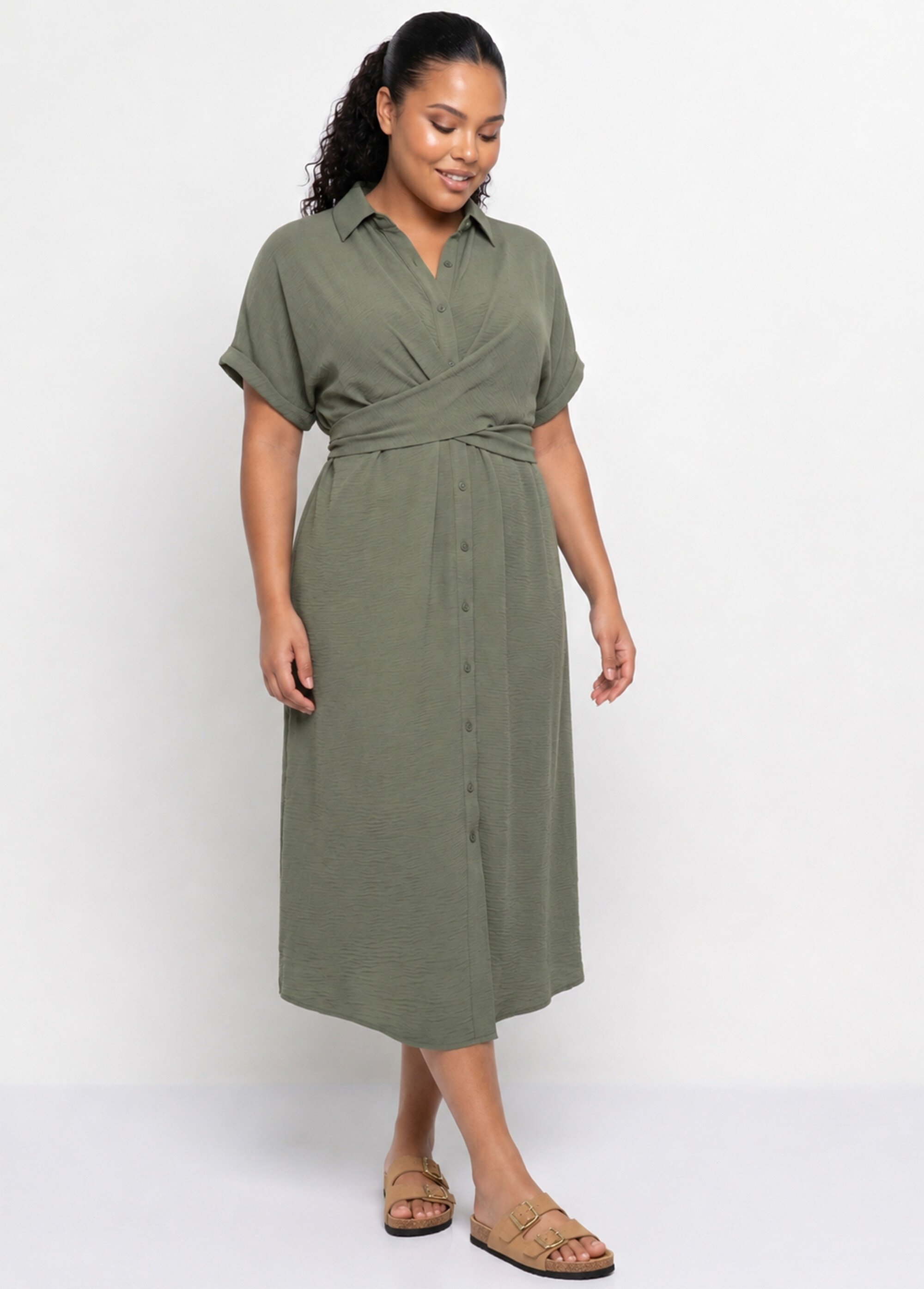 Robe chemisier avec ceinture fantaisie