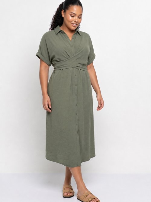 Robe chemisier avec ceinture fantaisie Femme Grande Taille Vert MA-M1589-123 MV1
