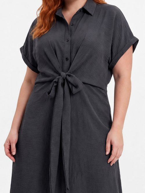 Robe chemisier avec ceinture fantaisie Femme Grande Taille Noir MA-M1589-123 DE1