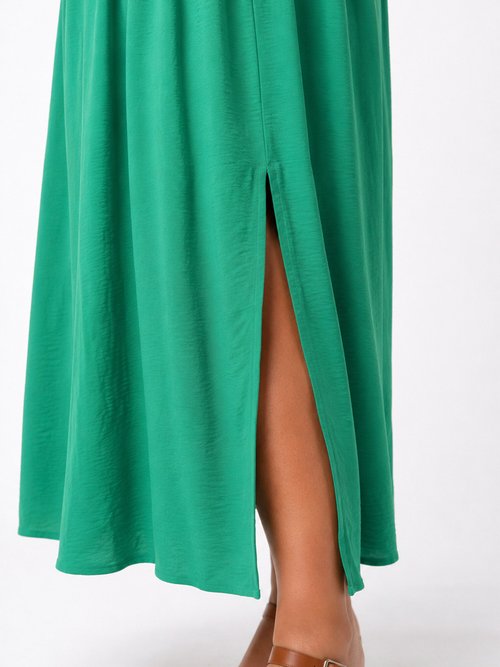 Robe longue à petits boutons et ceinture Femme Grande Taille Vert MA-M113-123 DE2