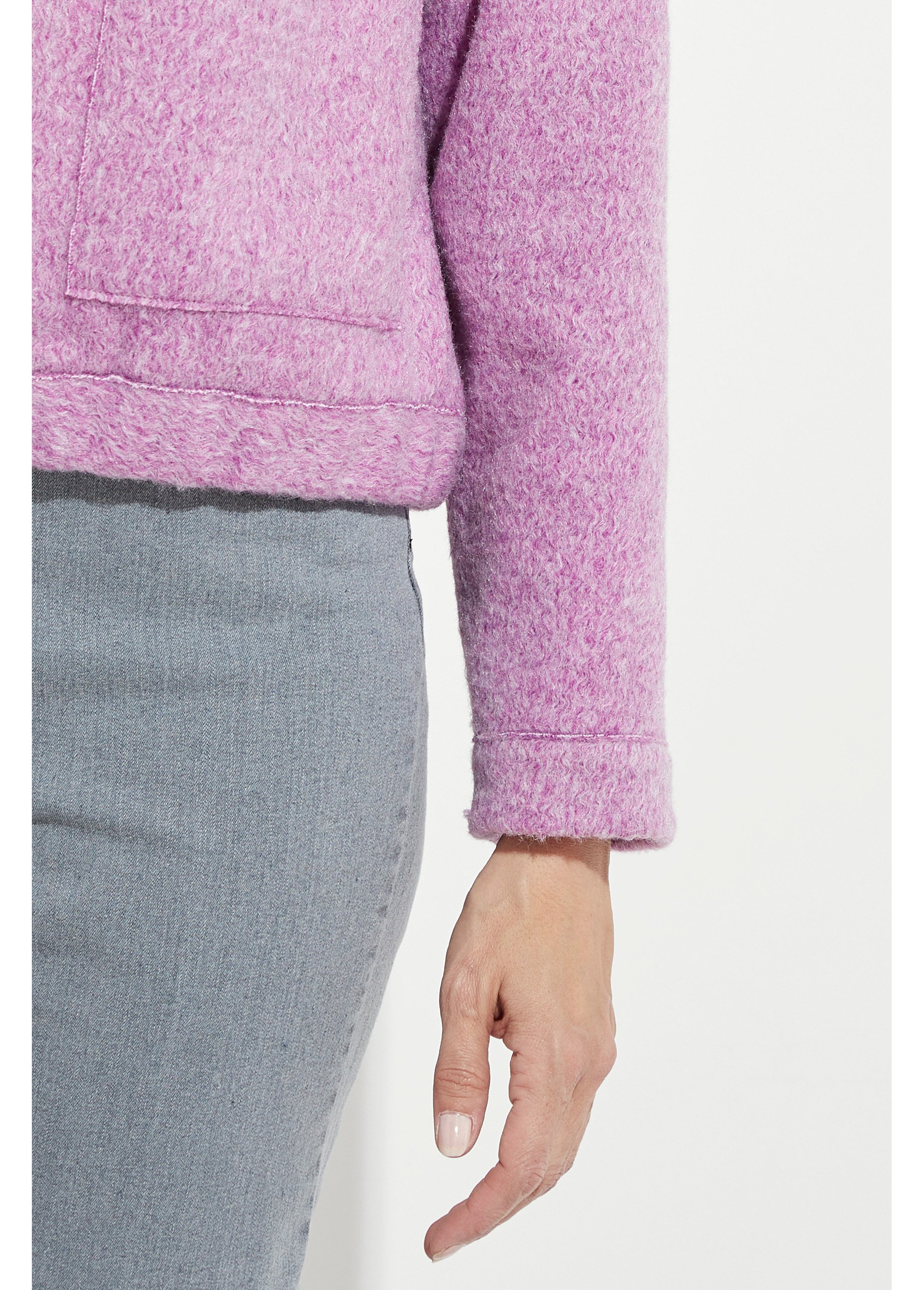 Blouson zippé tissu bouclette uni Femme Violet THALIA DE3
