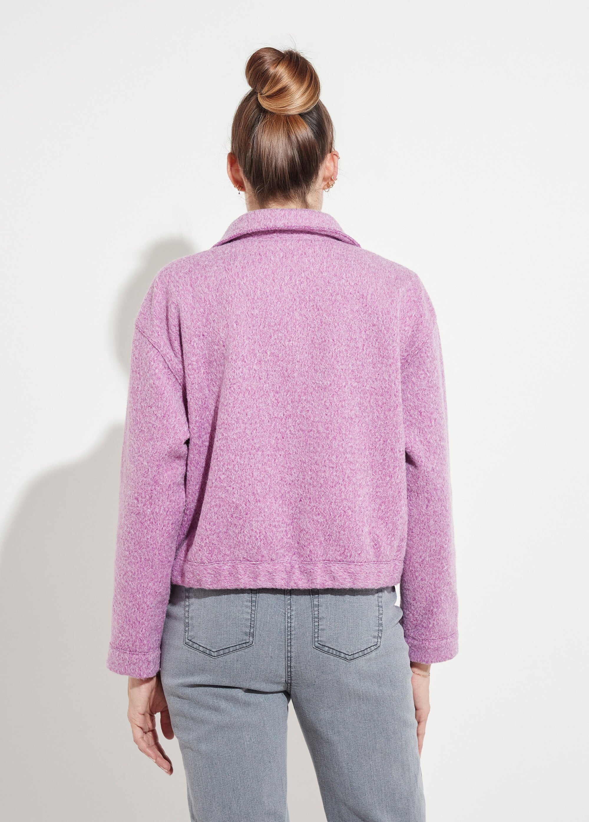 Blouson zippé tissu bouclette uni Femme Violet THALIA DO1