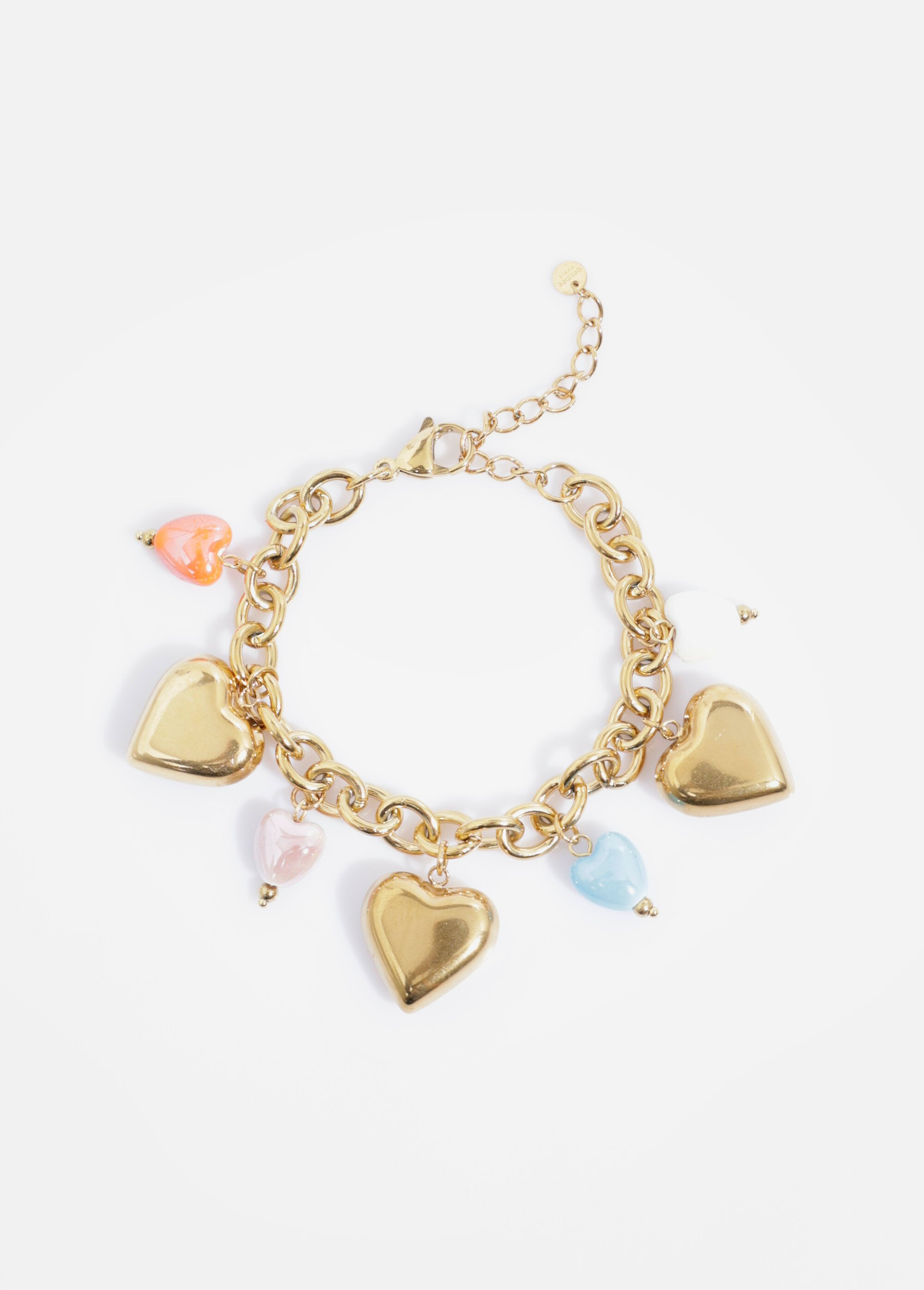 Bracelet breloques cœurs acier inoxydable Doré AE-BRA812526 FA1