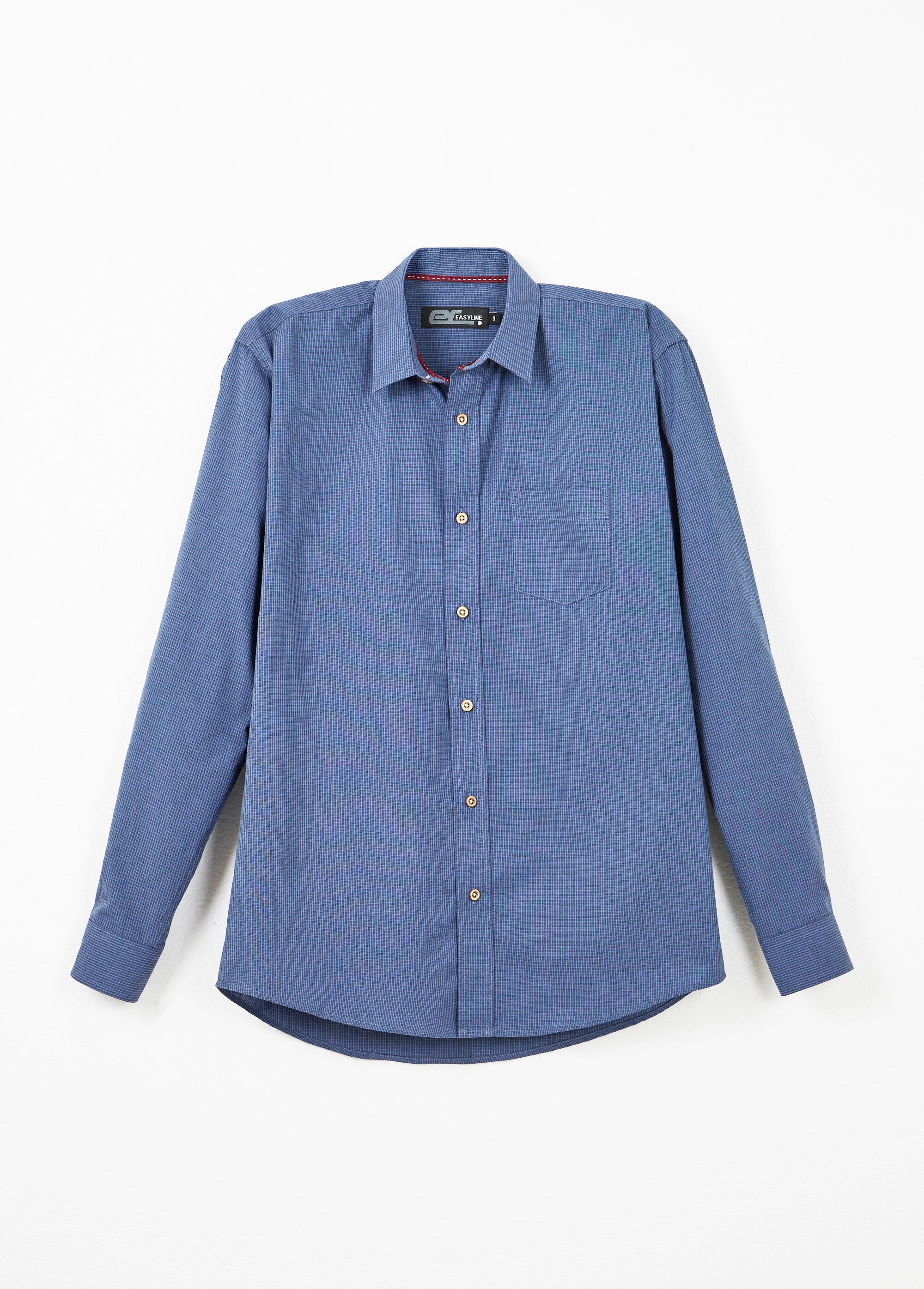 Chemise micro carreaux manches longues Homme Bleu FALAFEL AP1