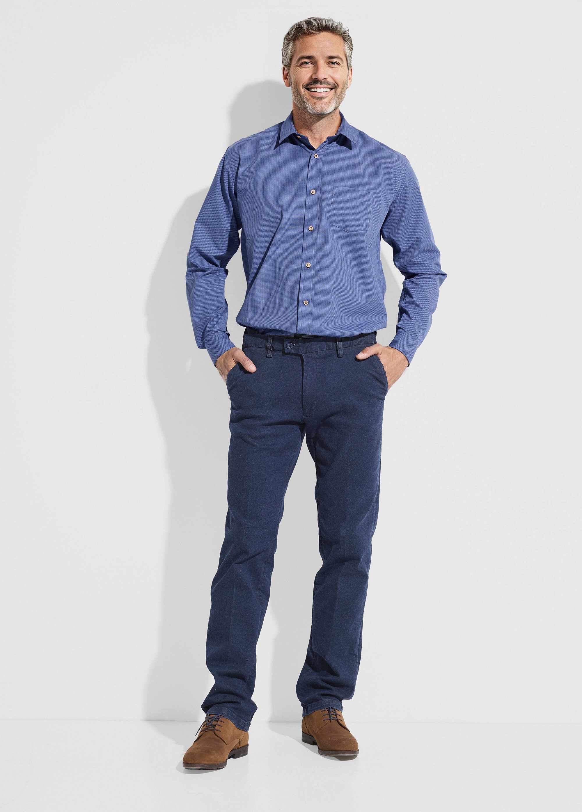 Chemise micro carreaux manches longues Homme Bleu FALAFEL SF1