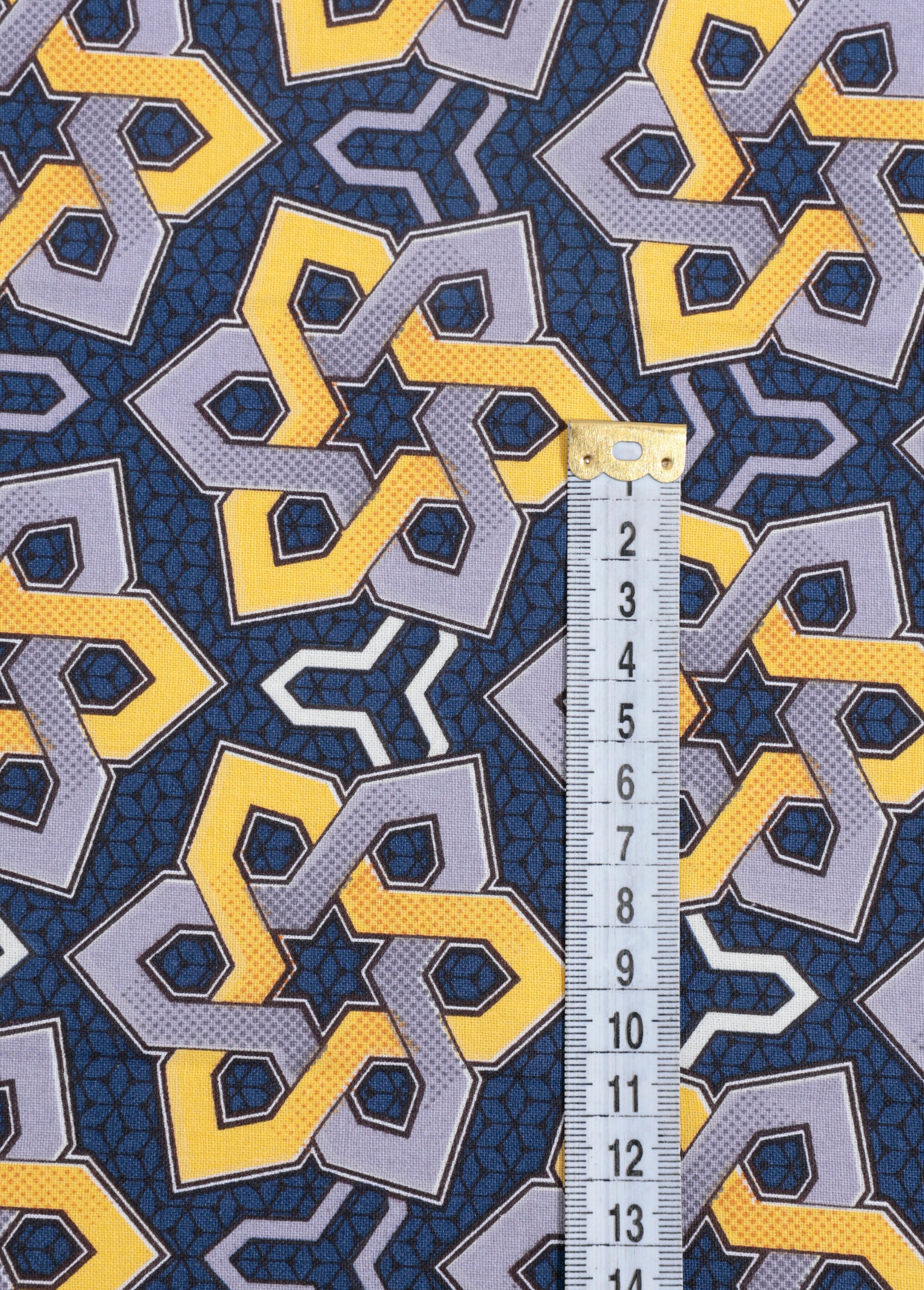 Coupon tissu coton imprimé ethnique 3J JAUNE COT131873 DE1