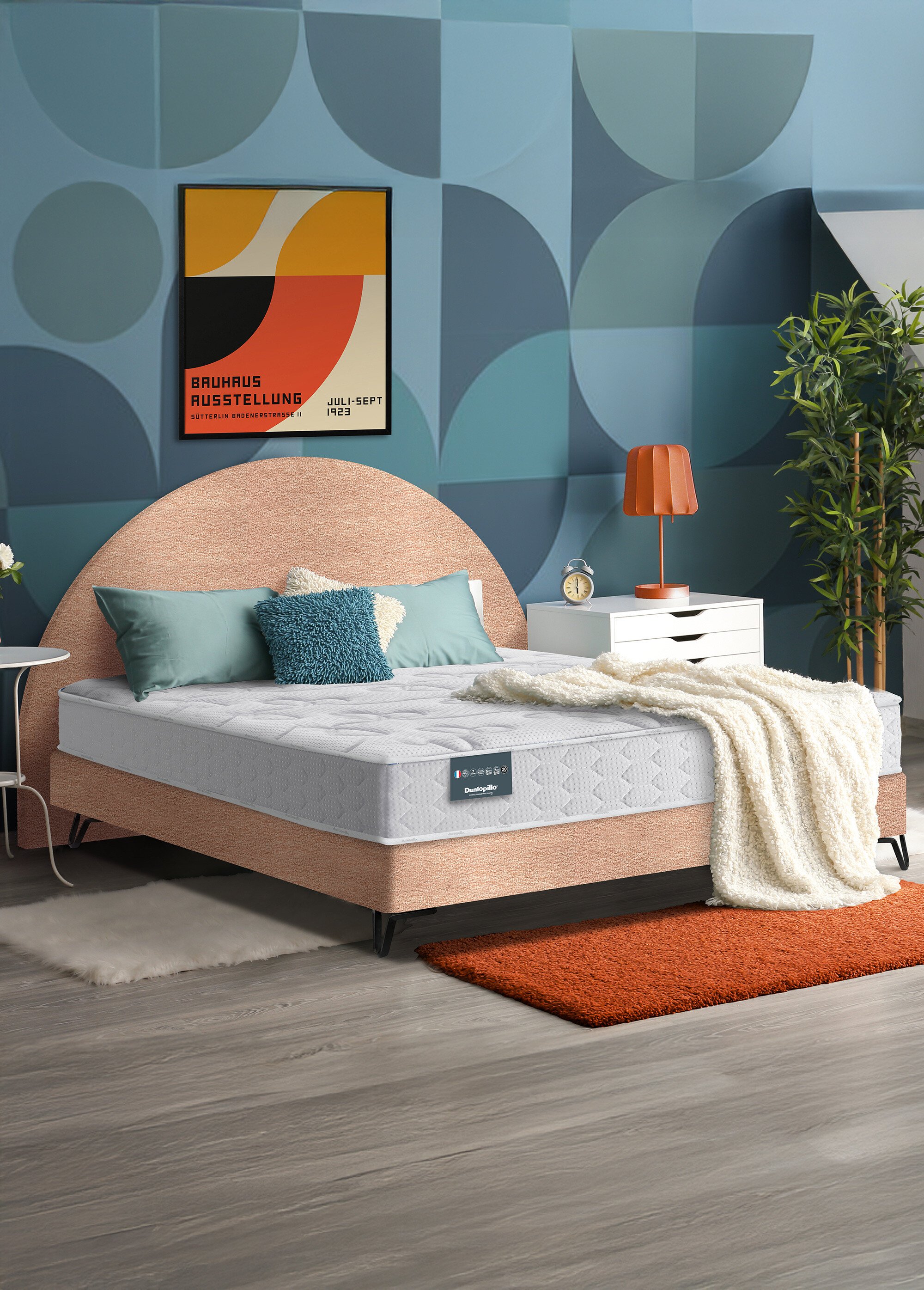 Ensemble Matelas latex + Sommier tapissier BEIGE DUN-PACK-GEN6 SI1