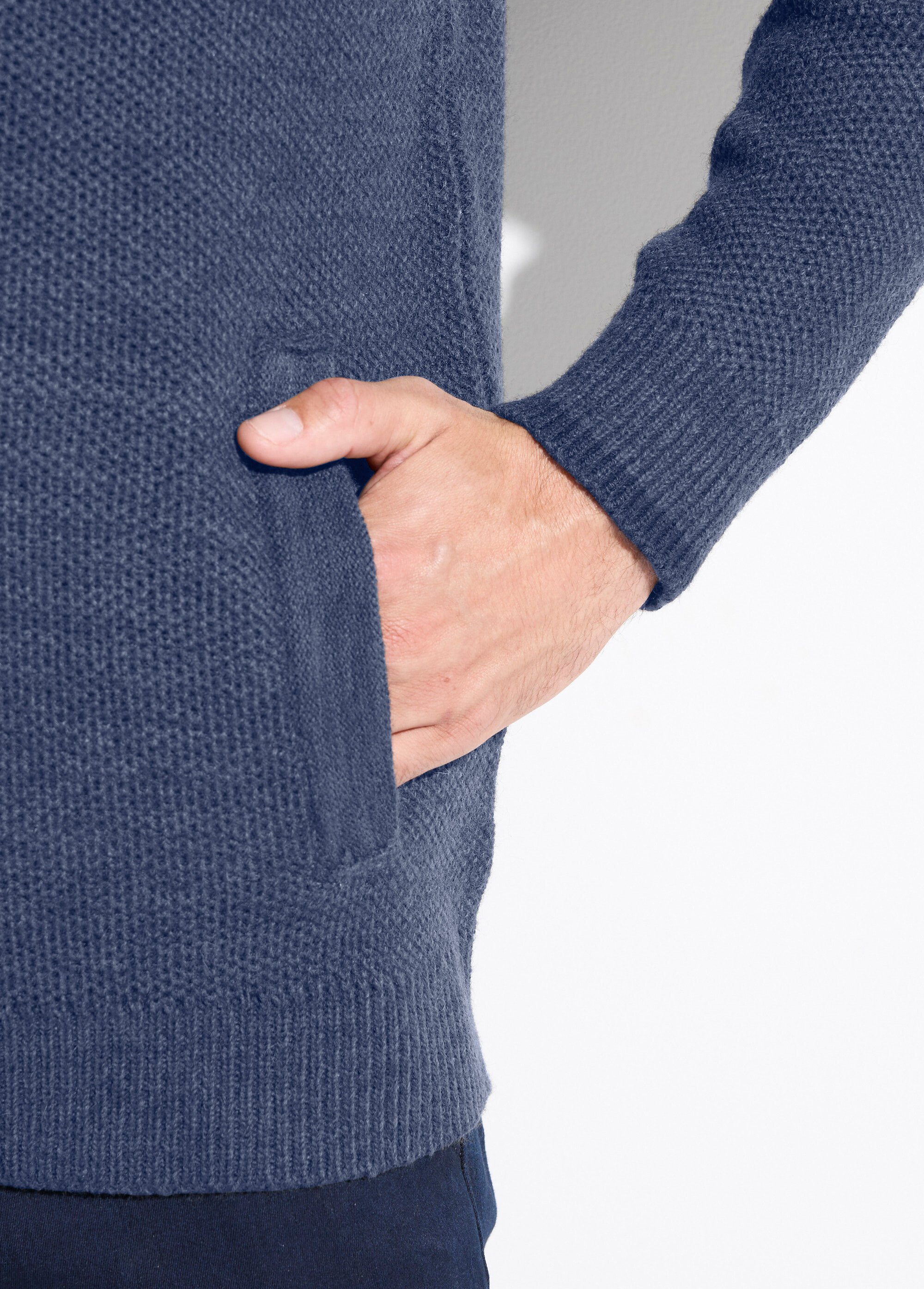 Gilet zippé col montant maille chinée laine Homme Bleu FRELON DE2