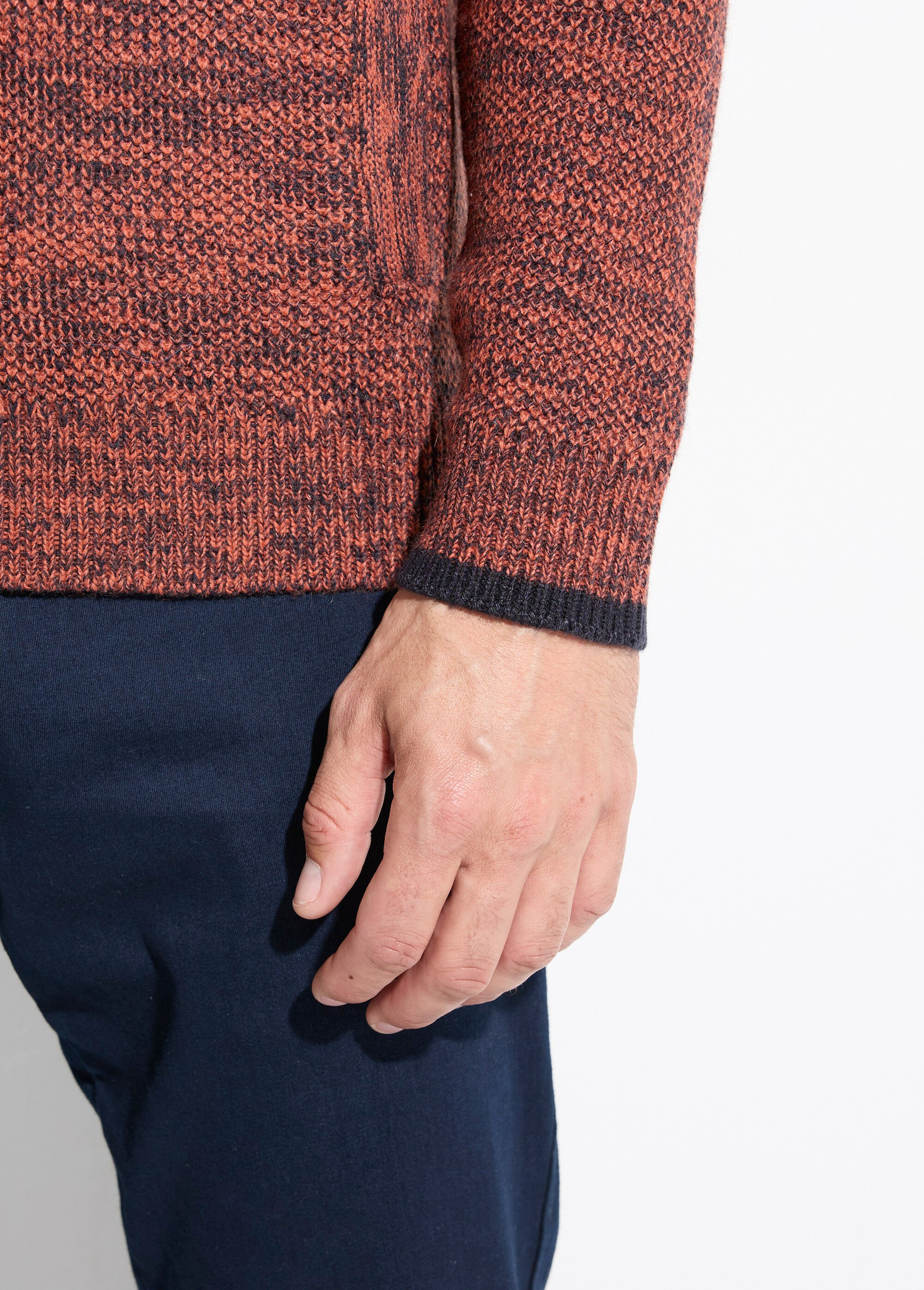 Gilet zippé col montant maille chinée laine Homme Rouge FRELON DE2